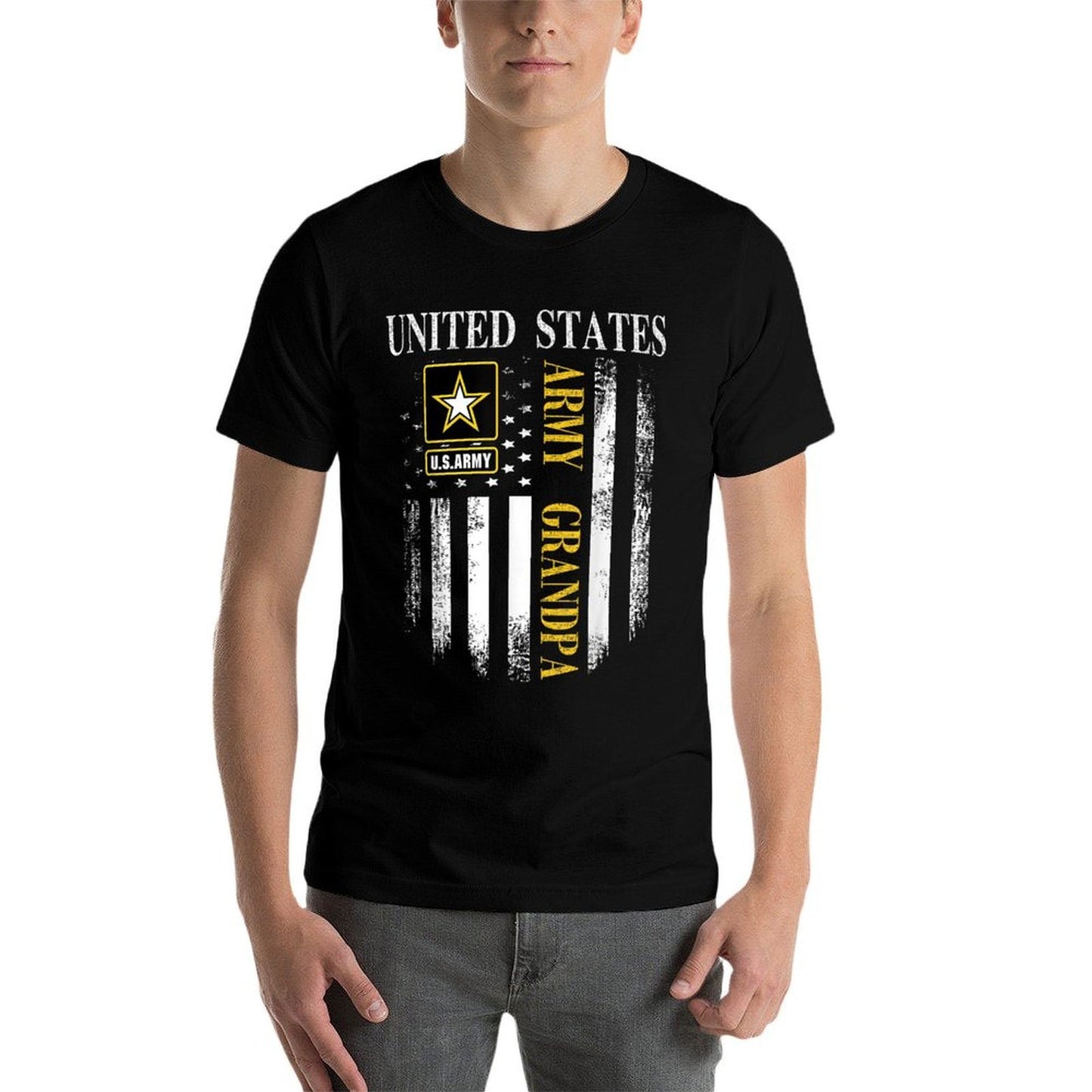 Vintage United States Army Grandpa With American Gift High-quality Stitching T-Shirt