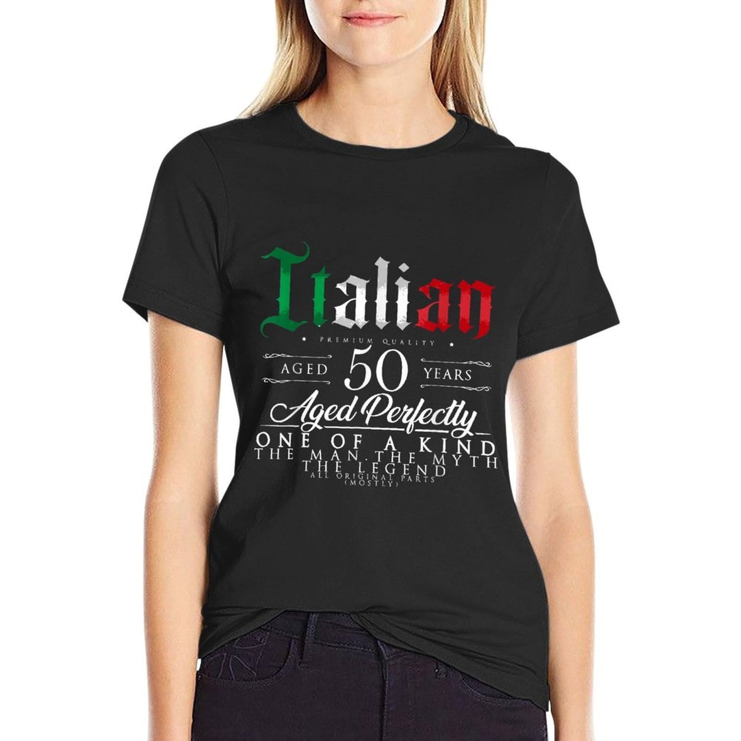 50th Birthday Gift Italian Age 50 Years Old Born in Italy Slim-fit Cut T-Shirt