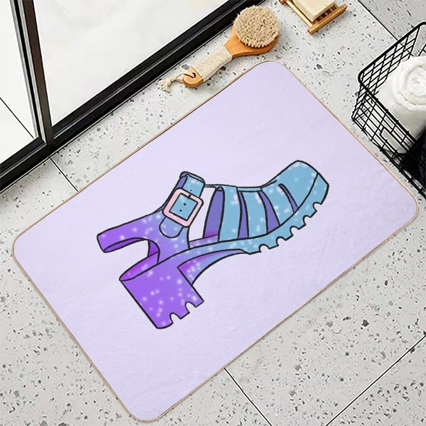 Jelly Sandals Glitter Transparent Shoes Cute Aesthetic Illustration Absorbent Bath Mat