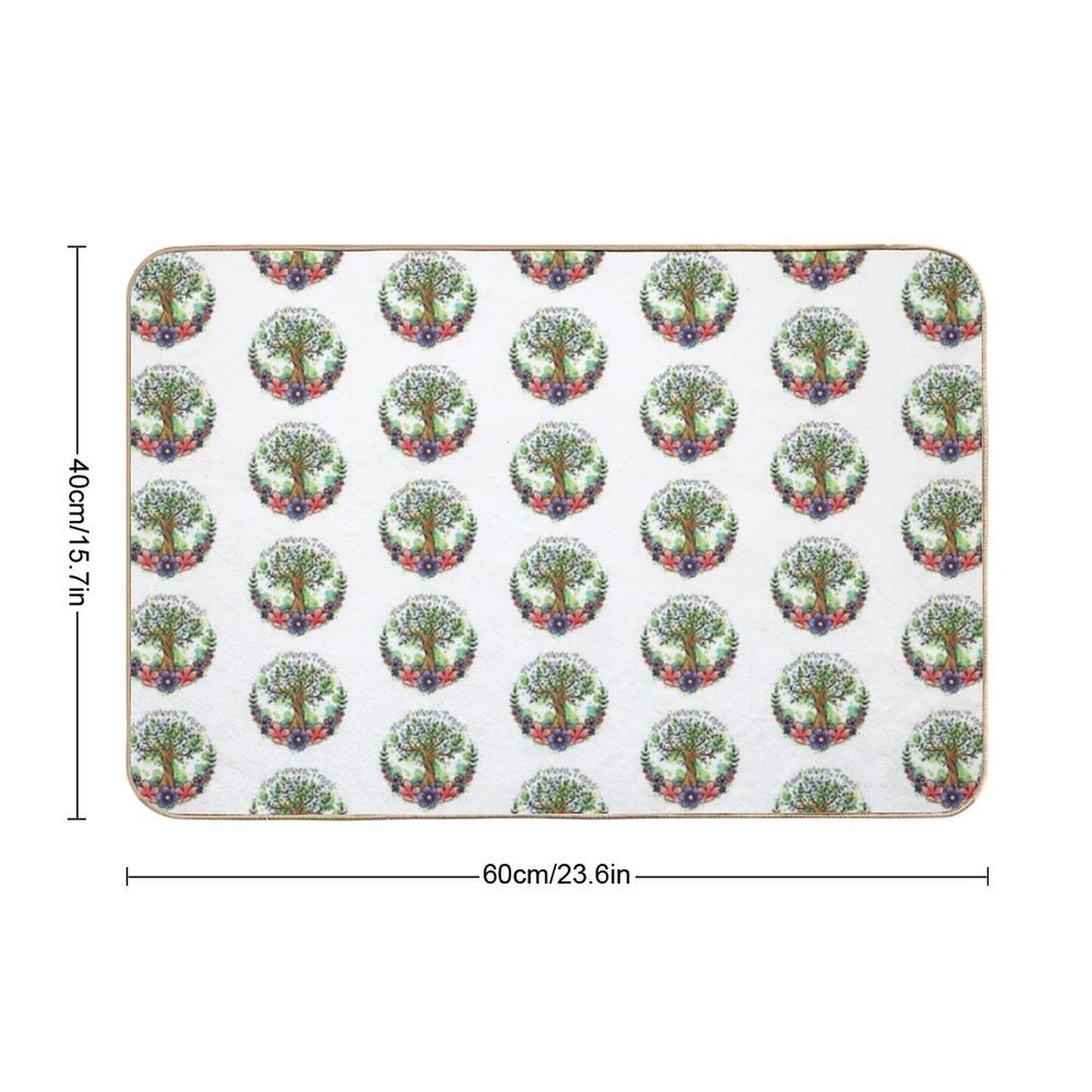 Green Trees And Flowers Eco Design Stain-Proof Bath Mat