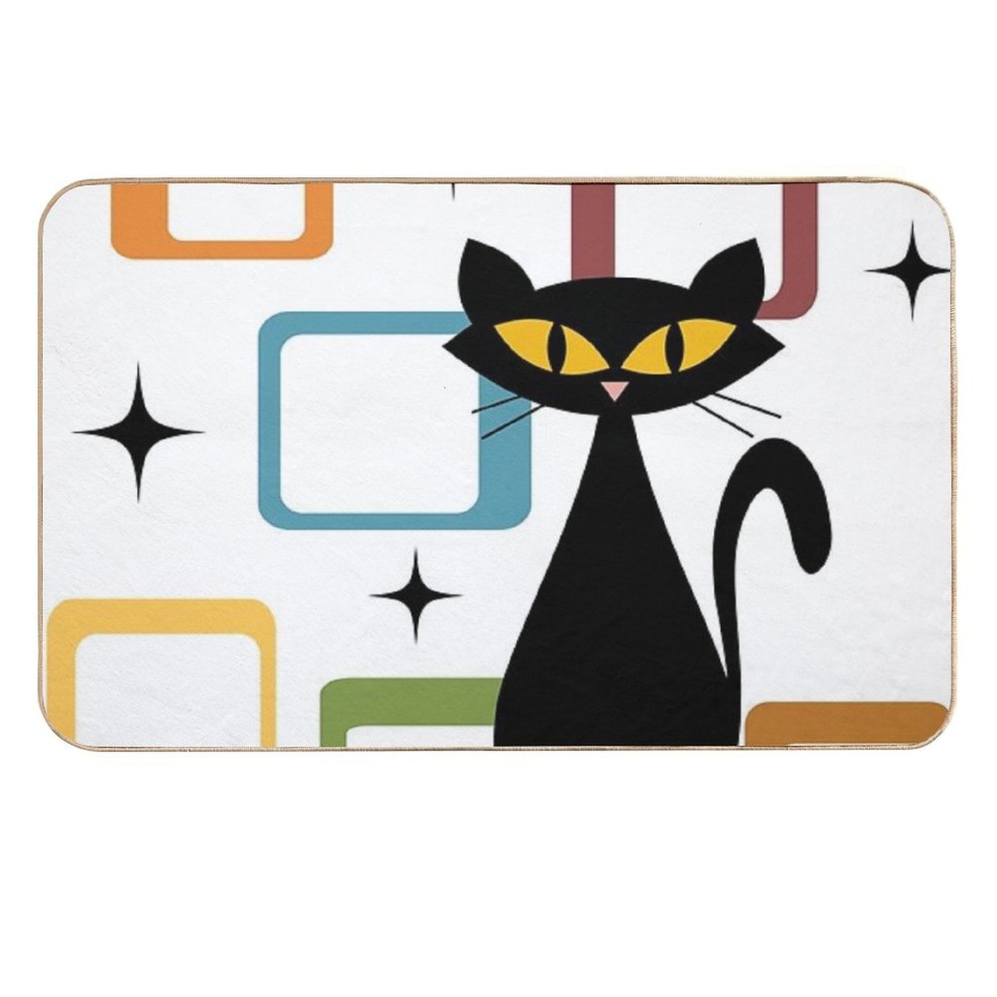 Mid Century Black Cat Absorbent Bath Mat