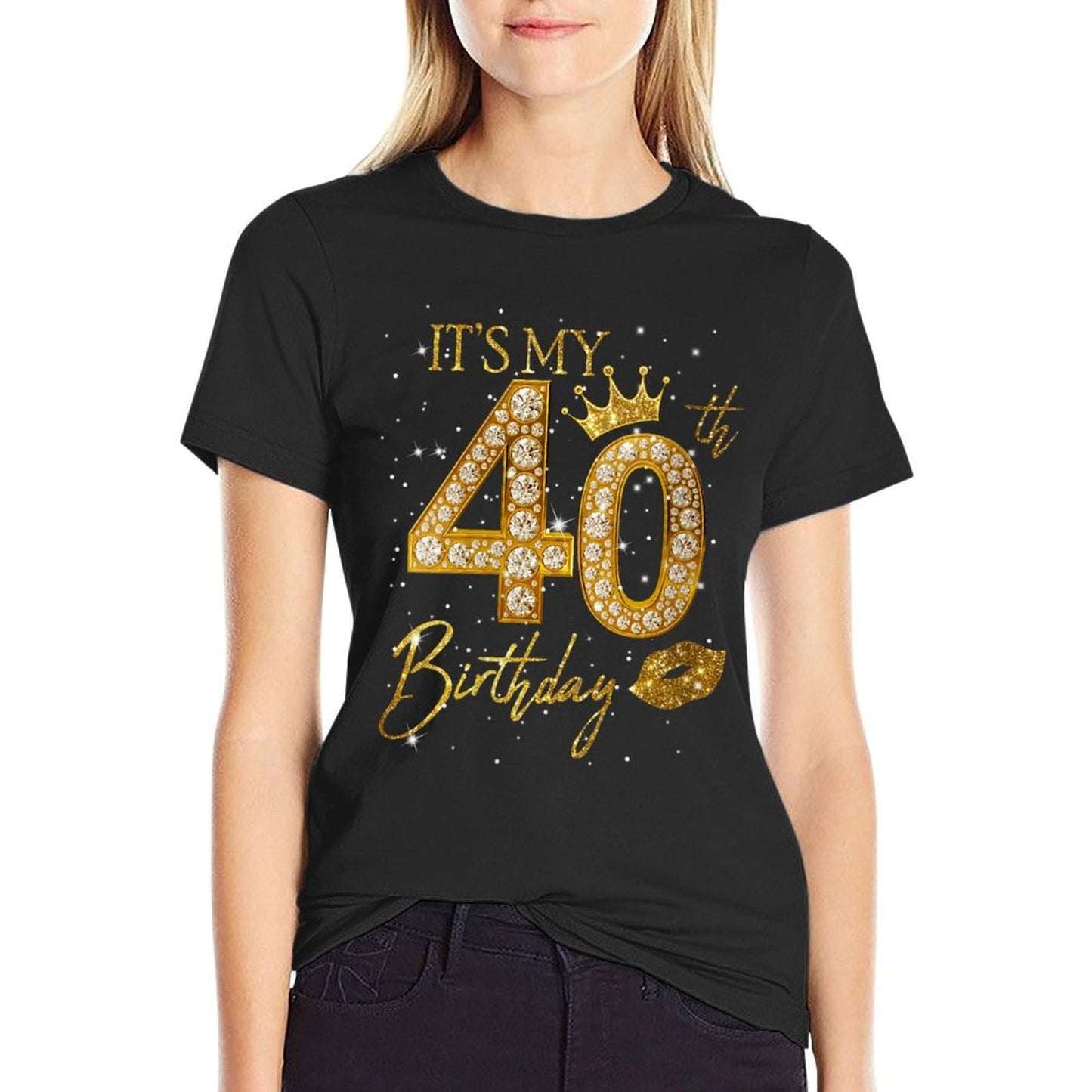 Womens It's My 40th Birthday Crown 40 Years Old 40th Birthday Queen Stretchy T-Shirt