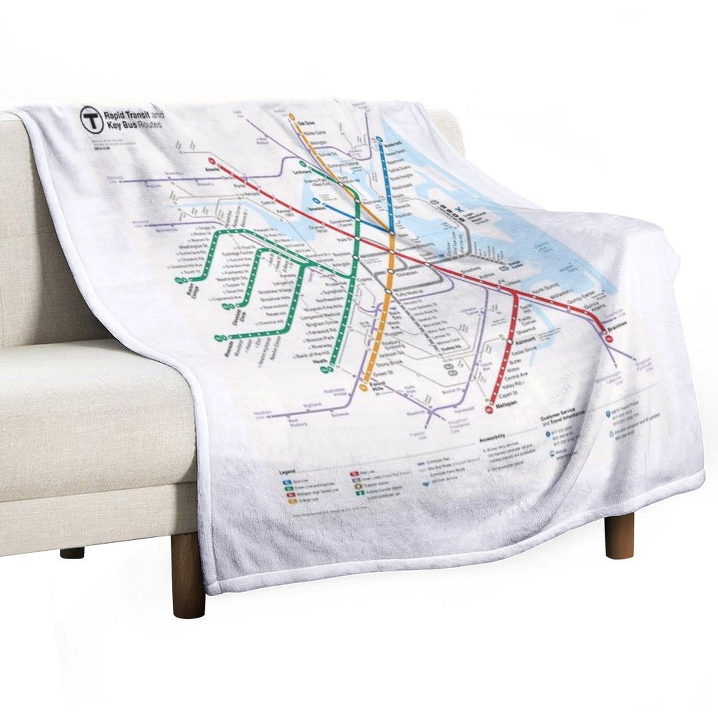 Boston Area Transport System Map Quick-dry Throw Blanket