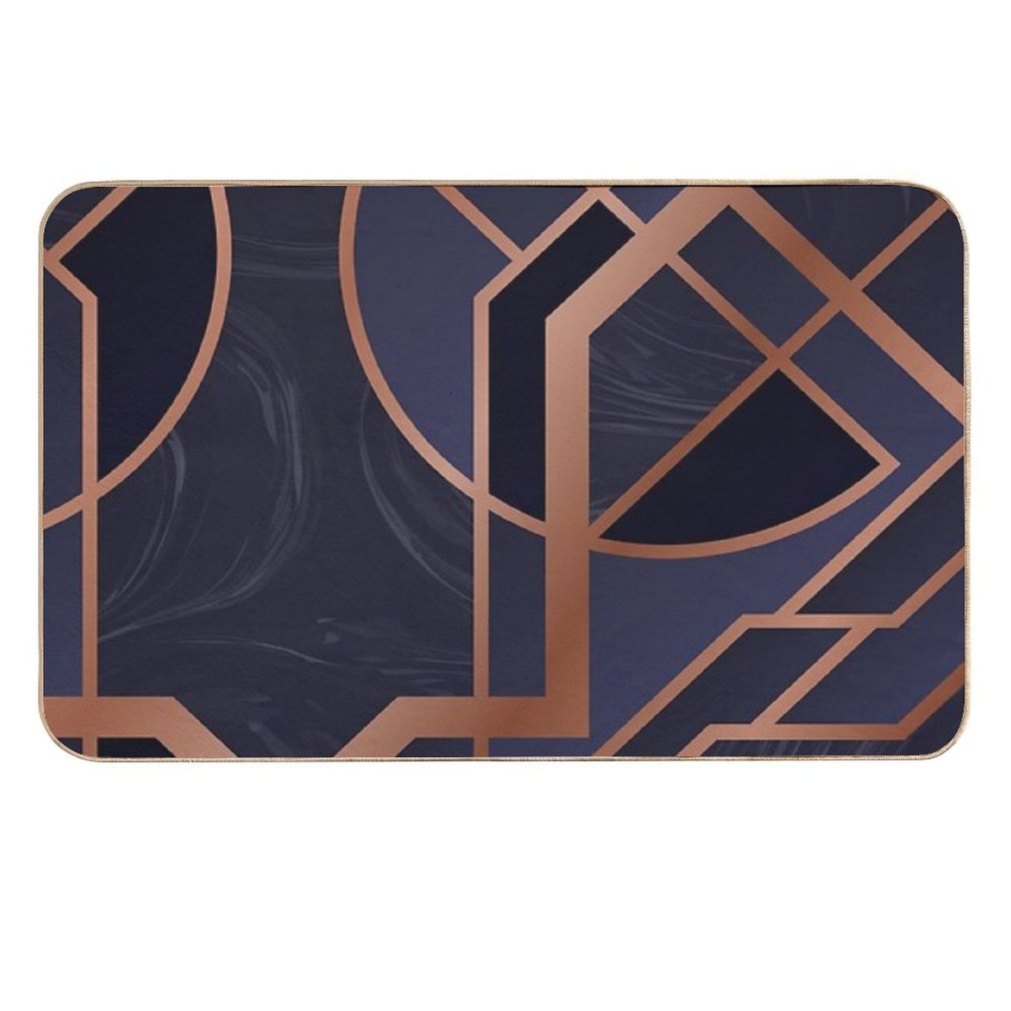 Blue Art Deco Easy Maintenance Bath Mat
