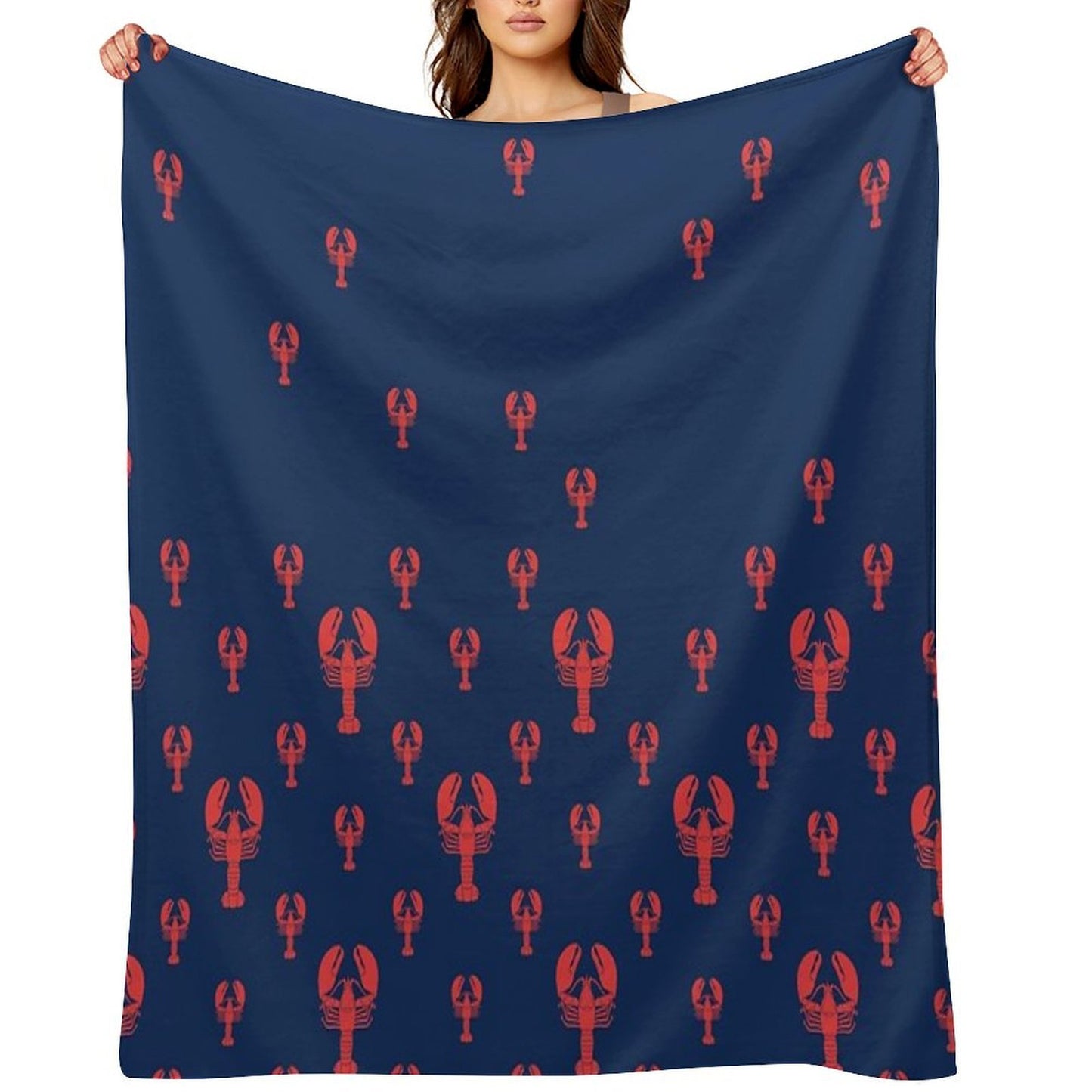 Lobster Squadron on Navy Shrink-resistant Throw Blanket
