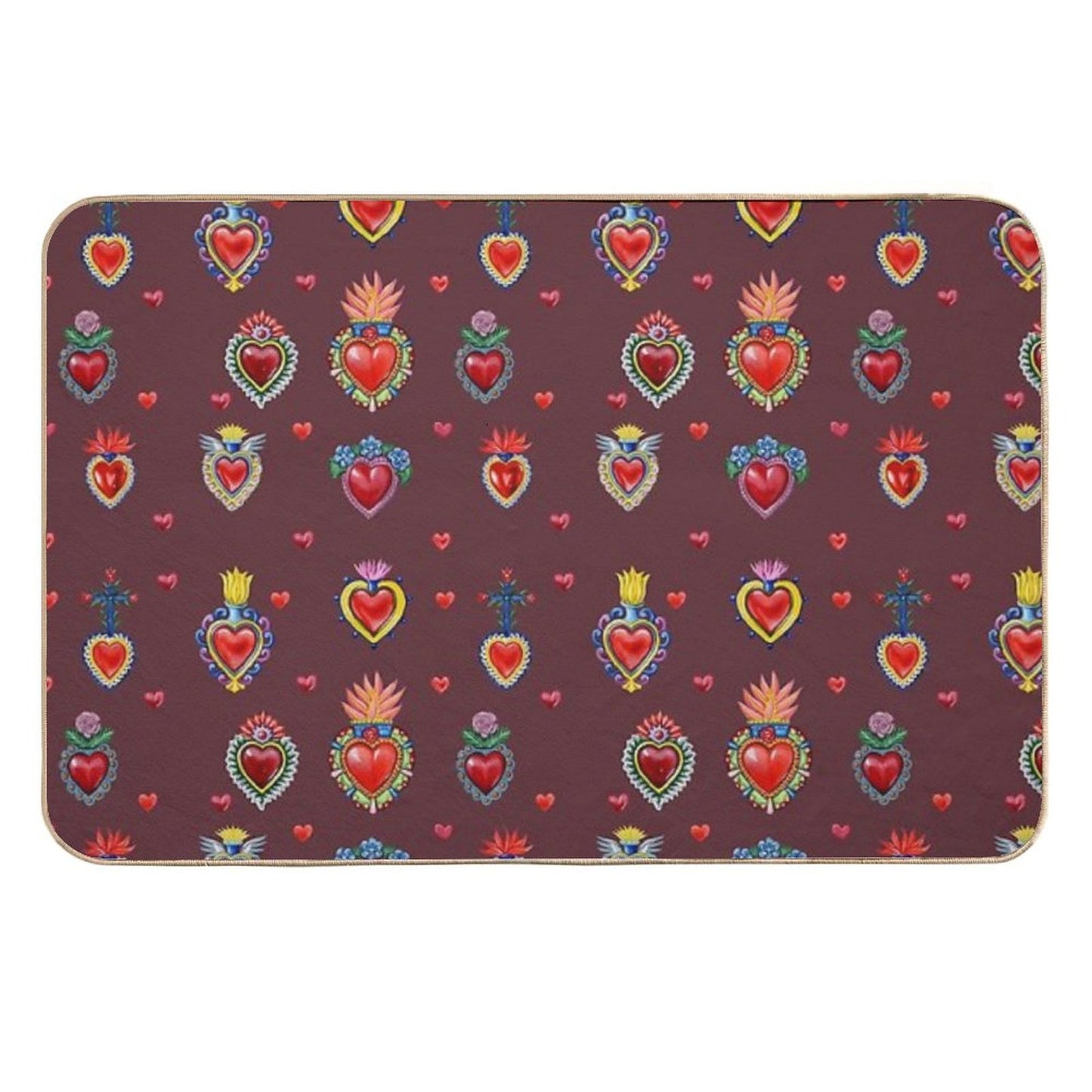 Mexican Sacred Hearts Multi-Purpose Bath Mat
