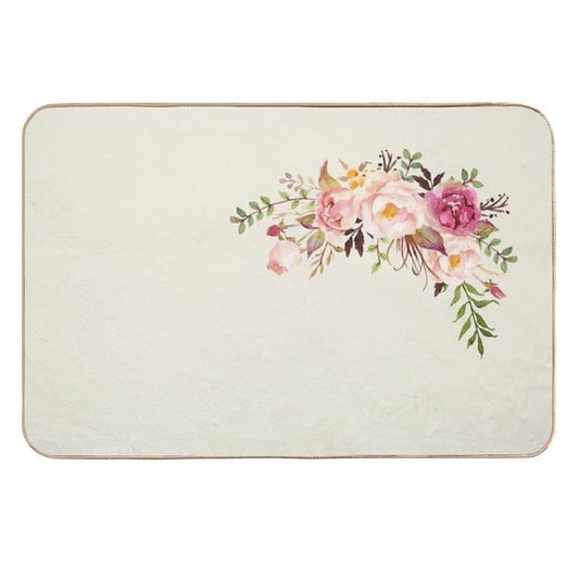 Romantic Watercolor Flower Bouquet  Rapid-Drying Bath Mat