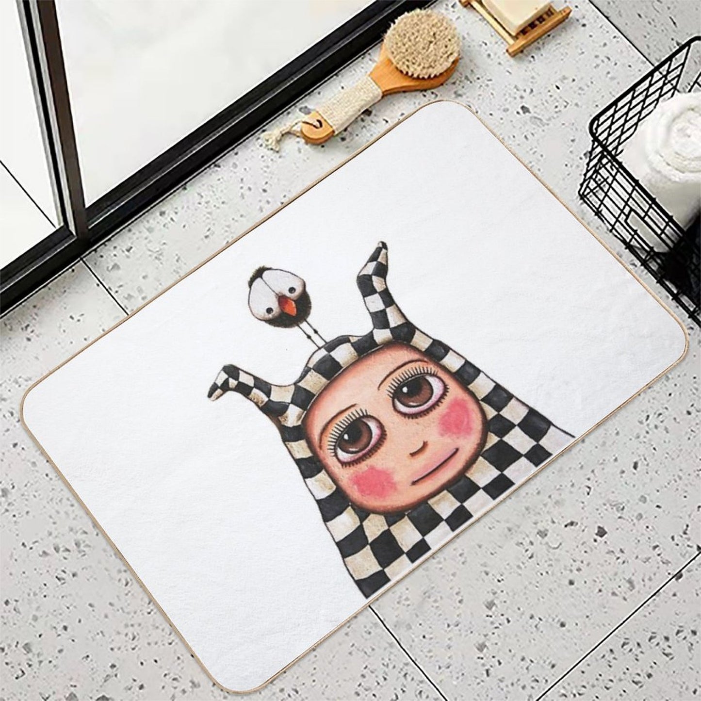 The Harlequin Girl And Crow Odorless Bath Mat