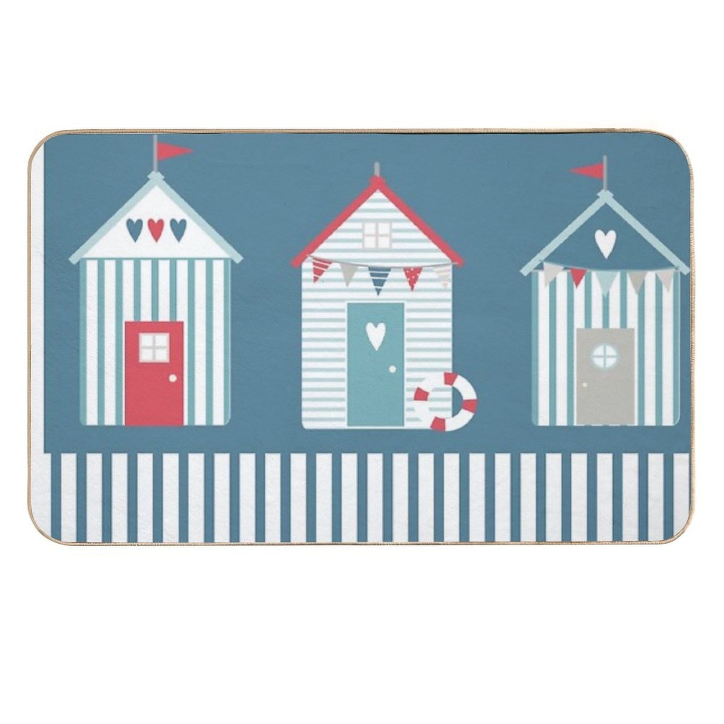 By The Sea Beach Huts Stain-Proof Bath Mat