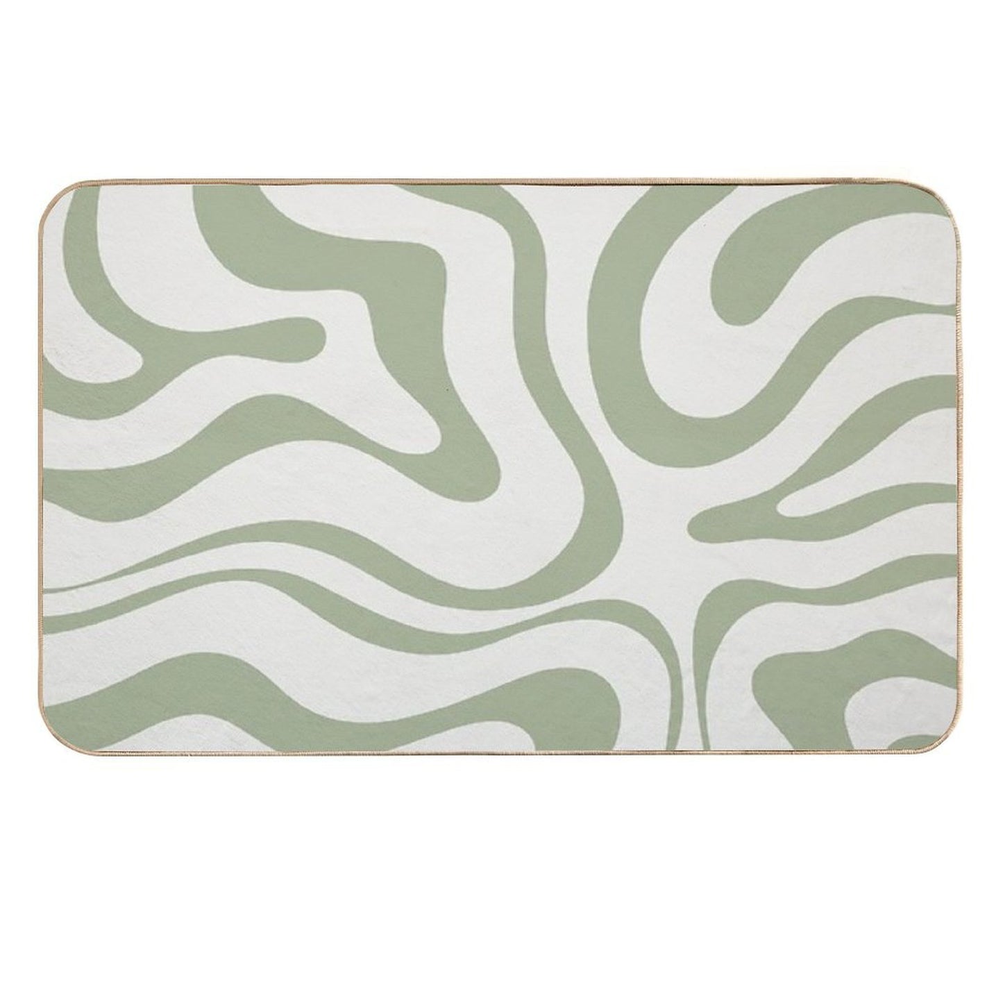 Modern Liquid Swirl Abstract Pattern in Sage Green Tones Non-Slip Bath Mat