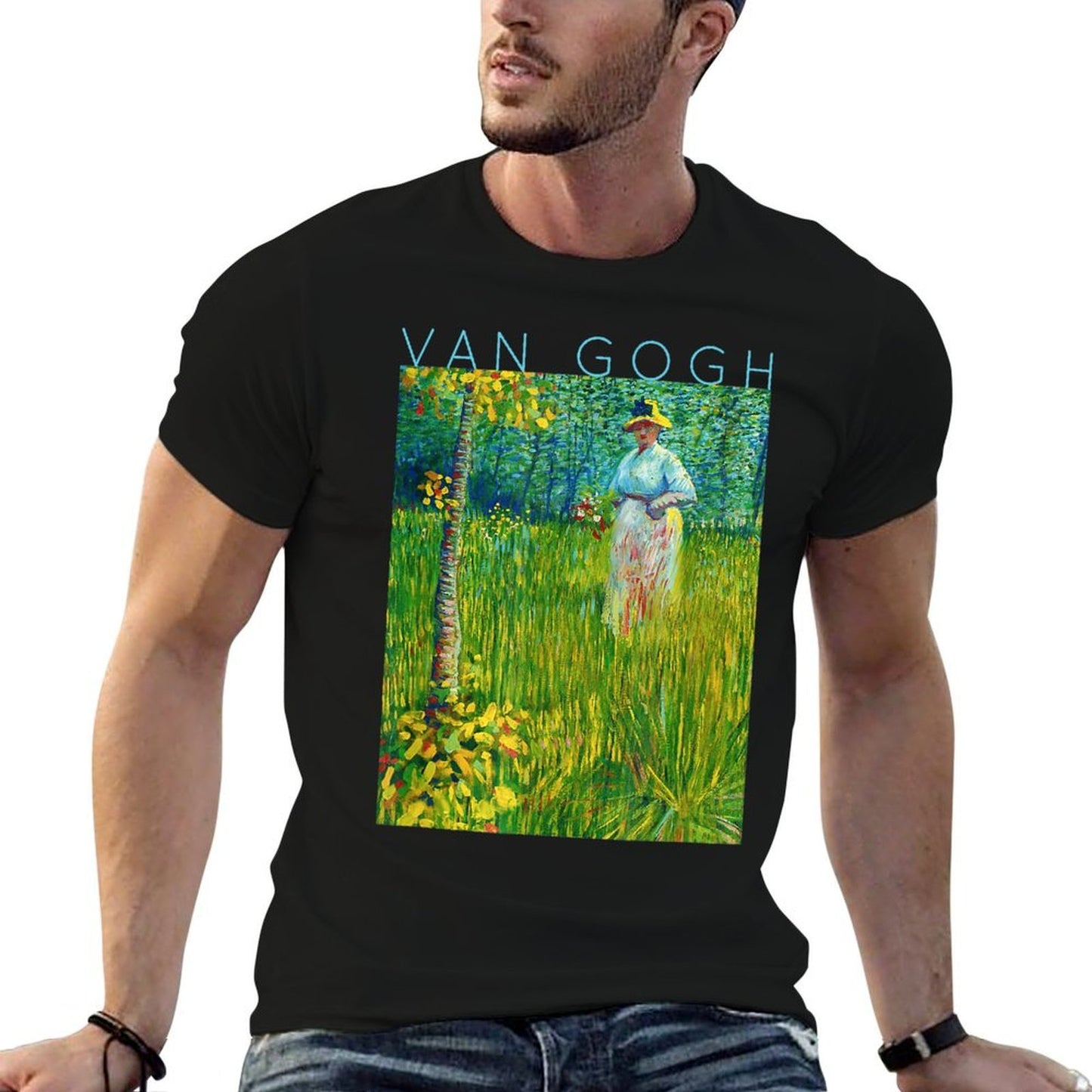 Van Gogh A Woman Walking in A Garden Spring Eco-friendly Material T-Shirt