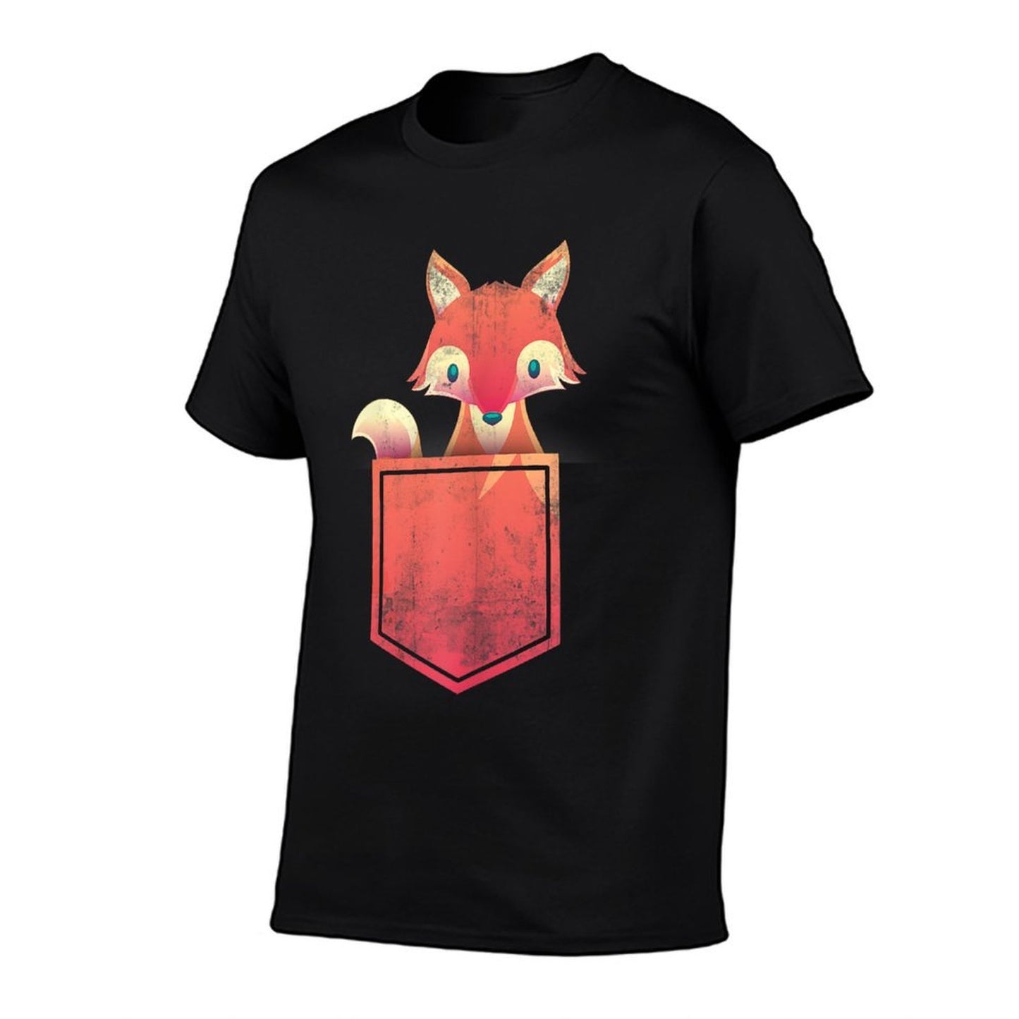 Cute Pocket Forest Animal Lover Kids Gift Wildlife Fox Ribbed Collar T-Shirt