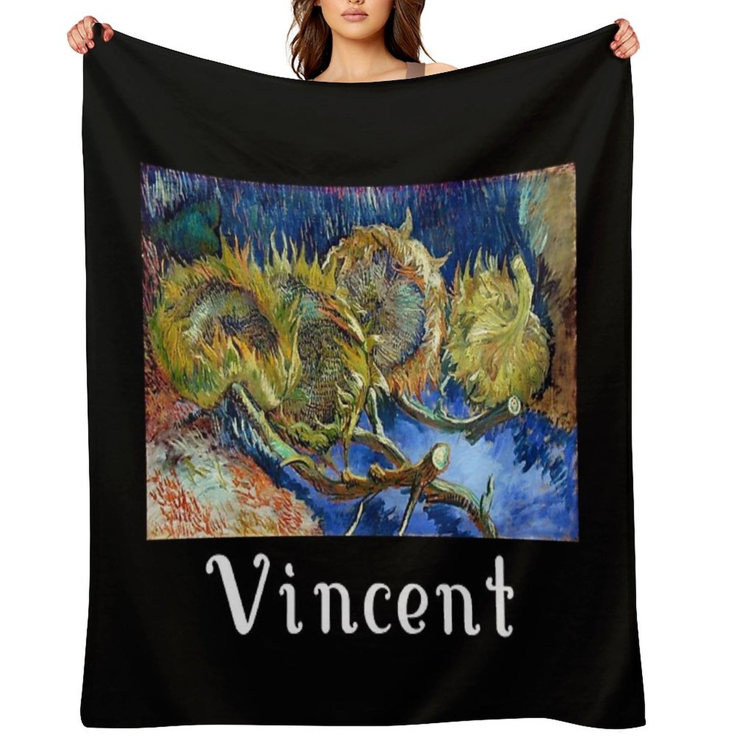 Four Withered Sunflowers by Vincent Versatility Throw Blanket