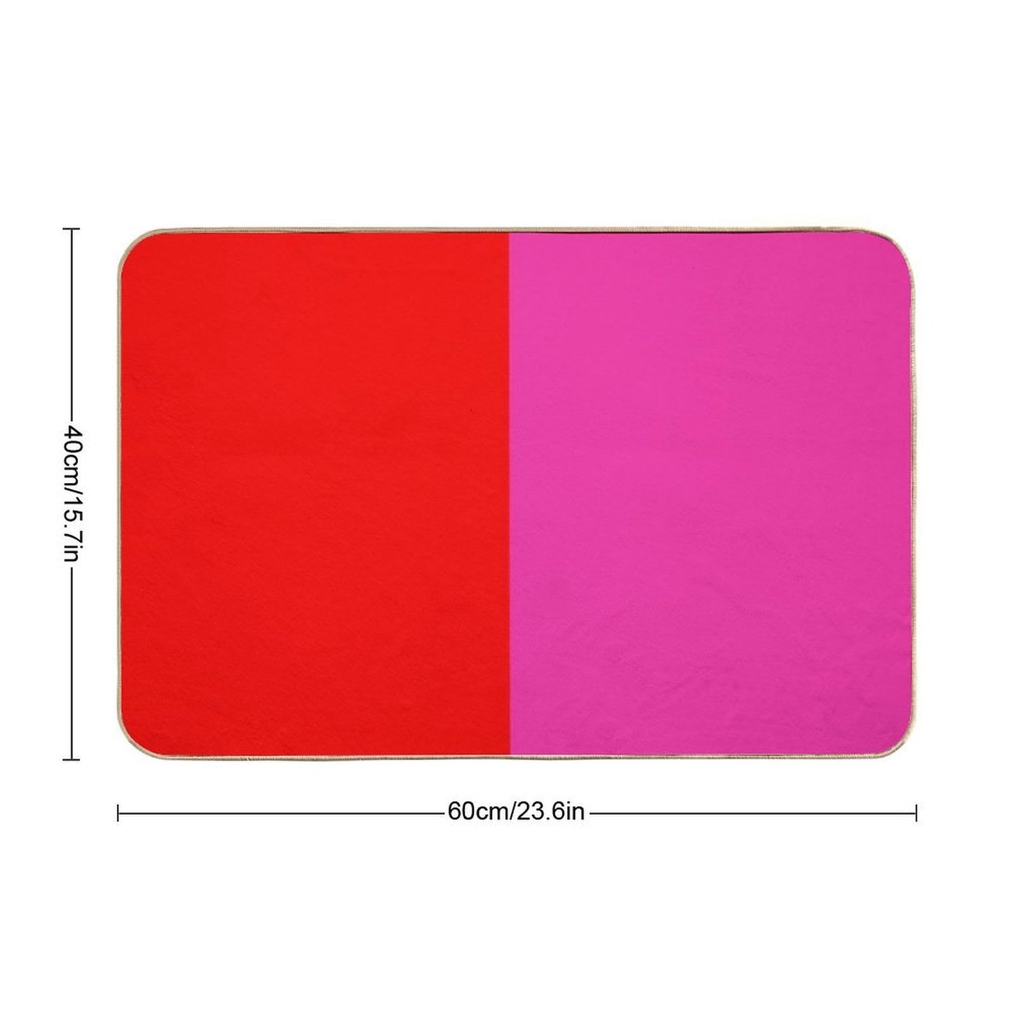 Colour Blocking Red And Pink Repositionable Bath Mat