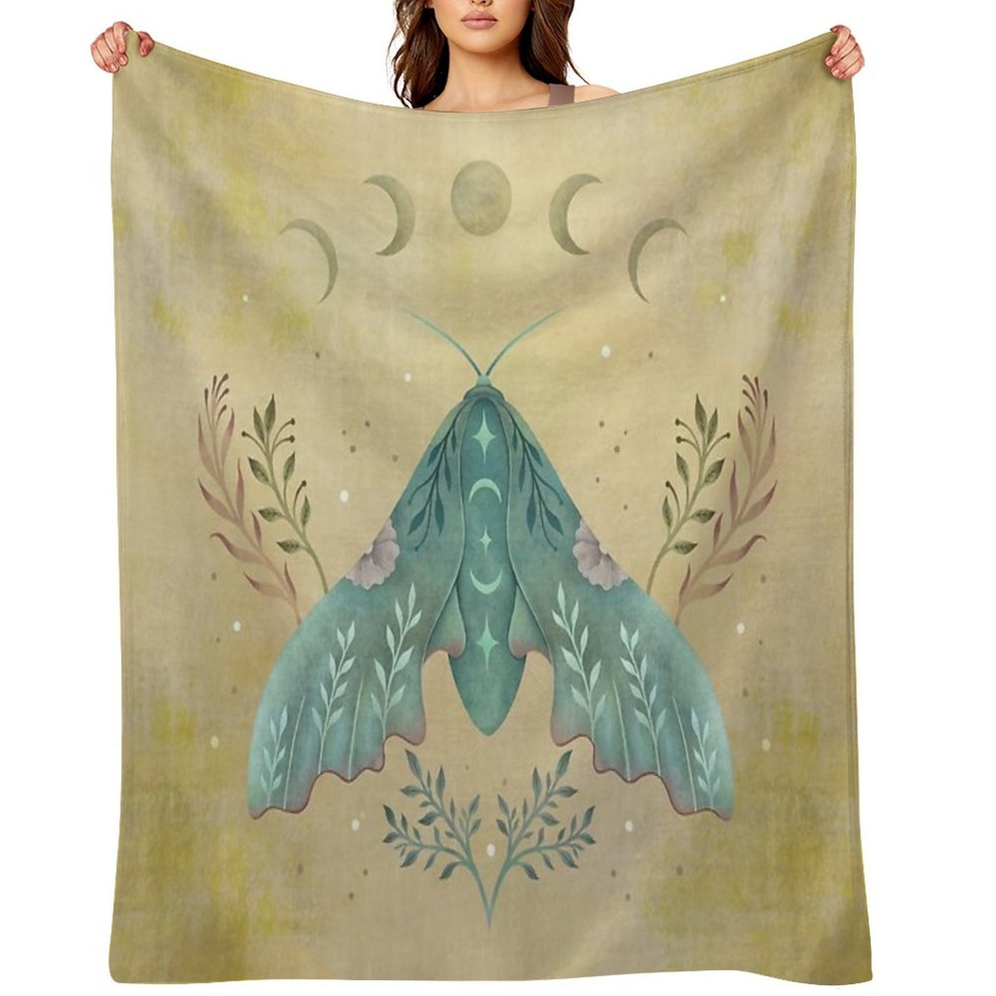 Luna And Moth - Oriental Vintage Anti-pilling Throw Blanket