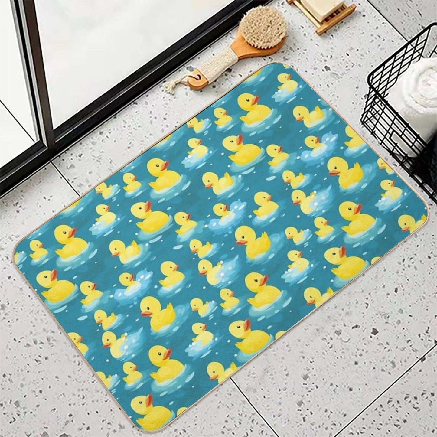 Cute Yellow Rubber Ducks in The Bath Tub - Funny Long-Lasting Bath Mat