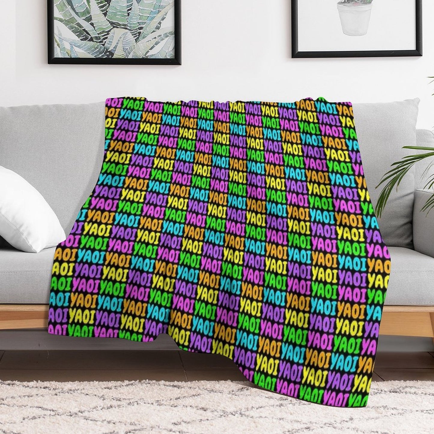 NEON RAINBOW YAOI Eco-conscious Throw Blanket