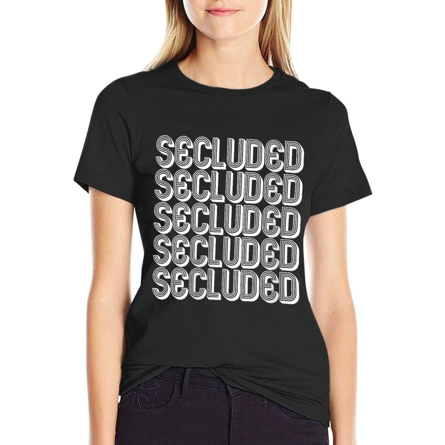 Womens Secluded Graphic-printed T-Shirt