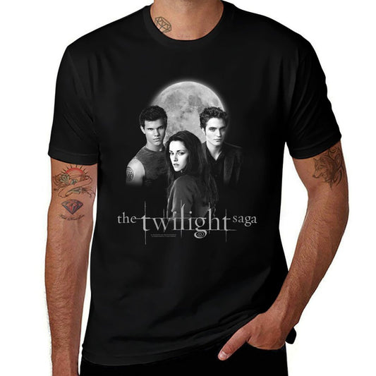 Womens Twilight Saga Black & White Photo Jacob, Bella, Edward Movie  Fade-proof Color T-Shirt