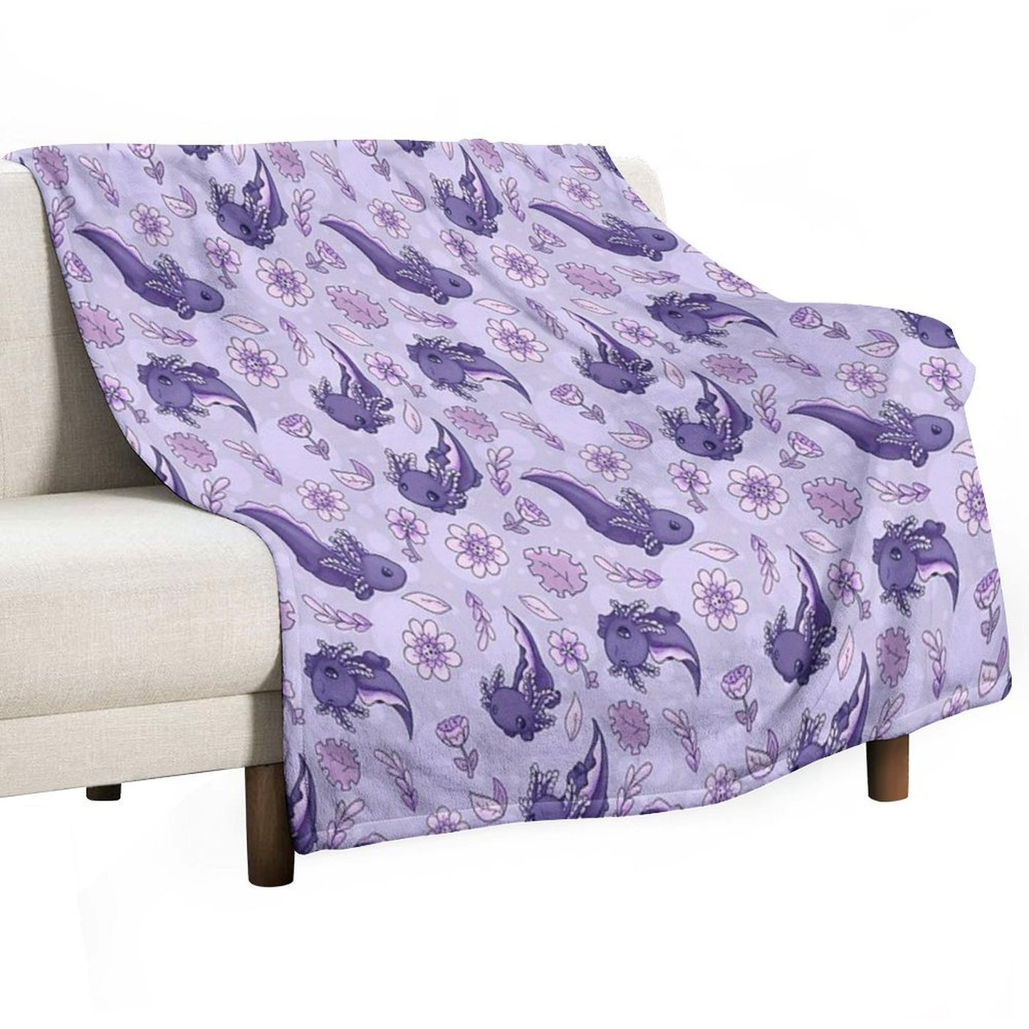 Floral Speckled Axolotl Pattern - Winter Edition Multi-functional Throw Blanket