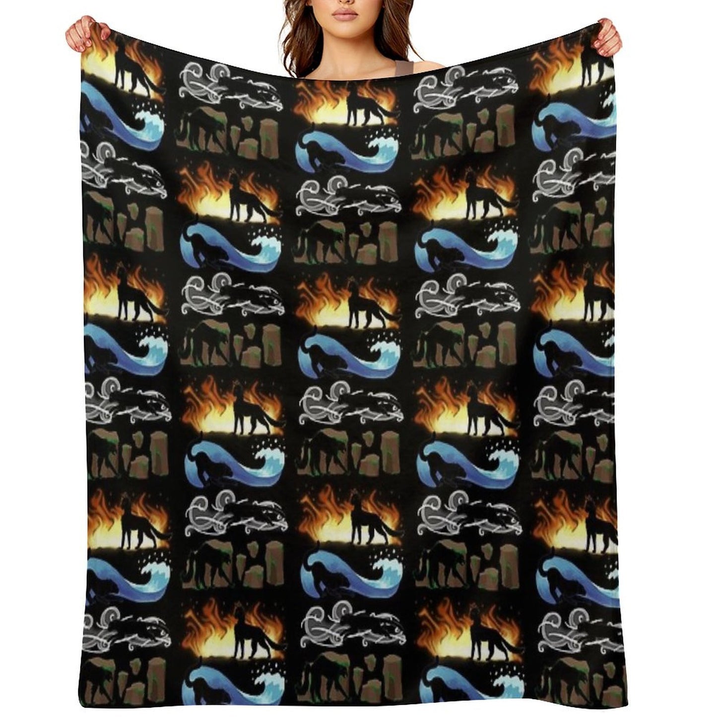 Four Elements, Four Cats Multi-functional Throw Blanket