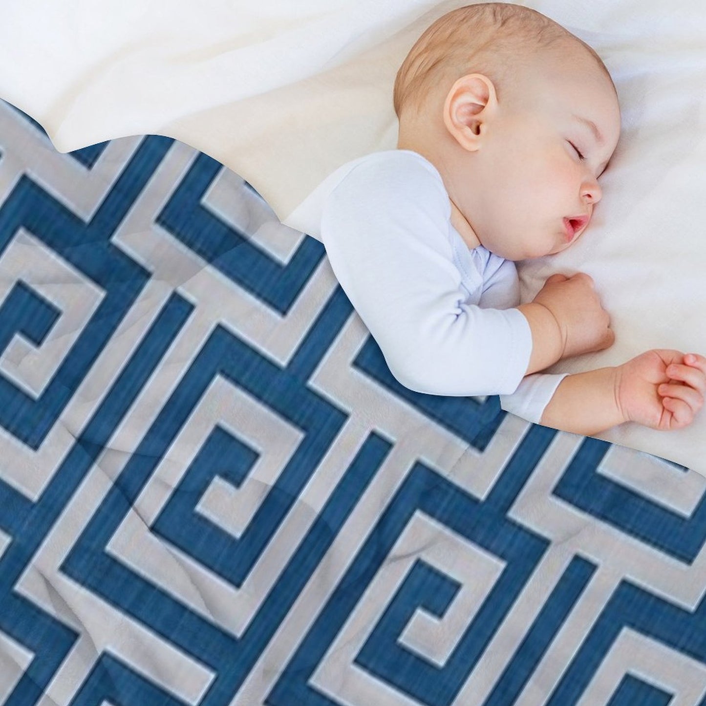Blue Geometric Maze Pattern Versatility Throw Blanket