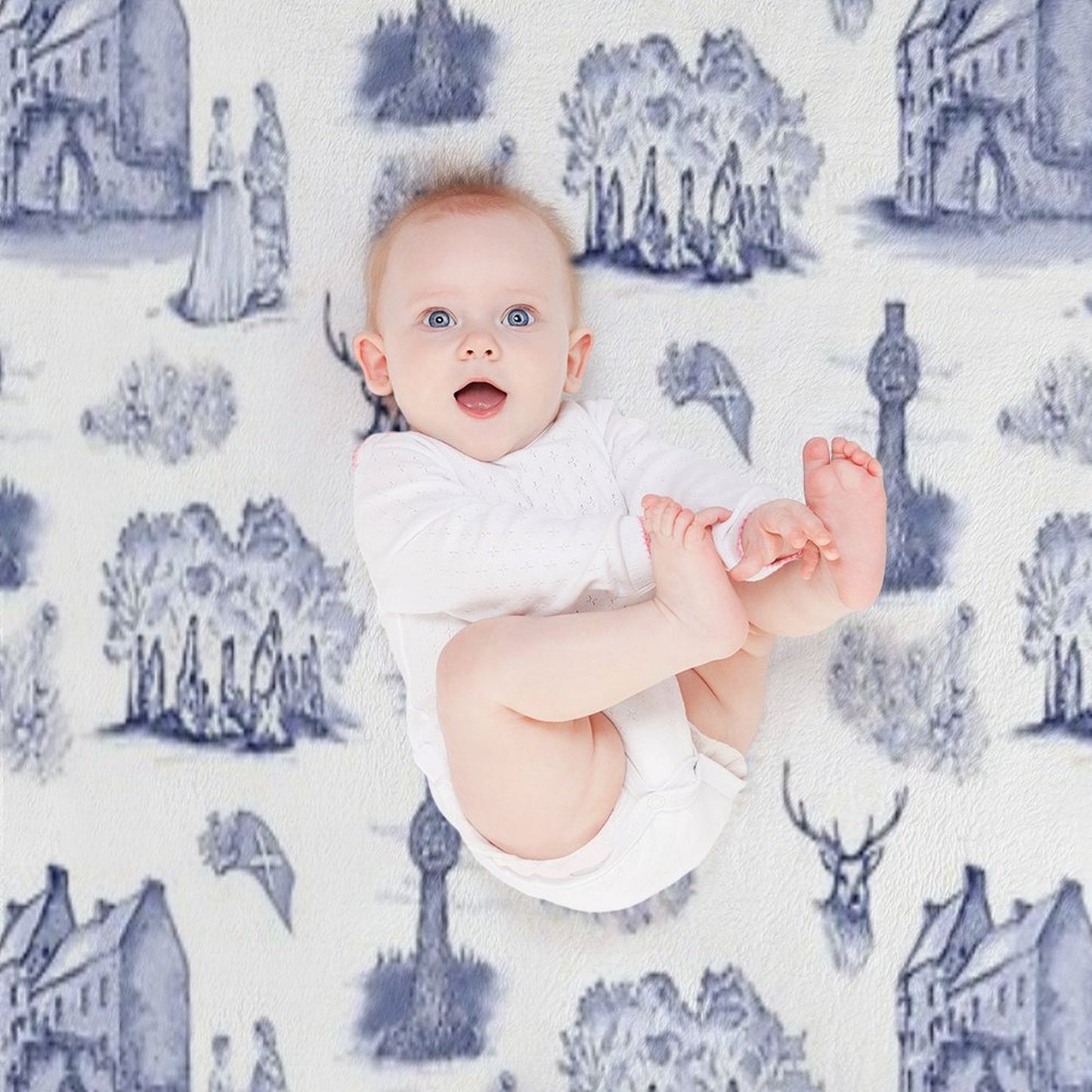 Highlander Toile in Blue Compact Throw Blanket