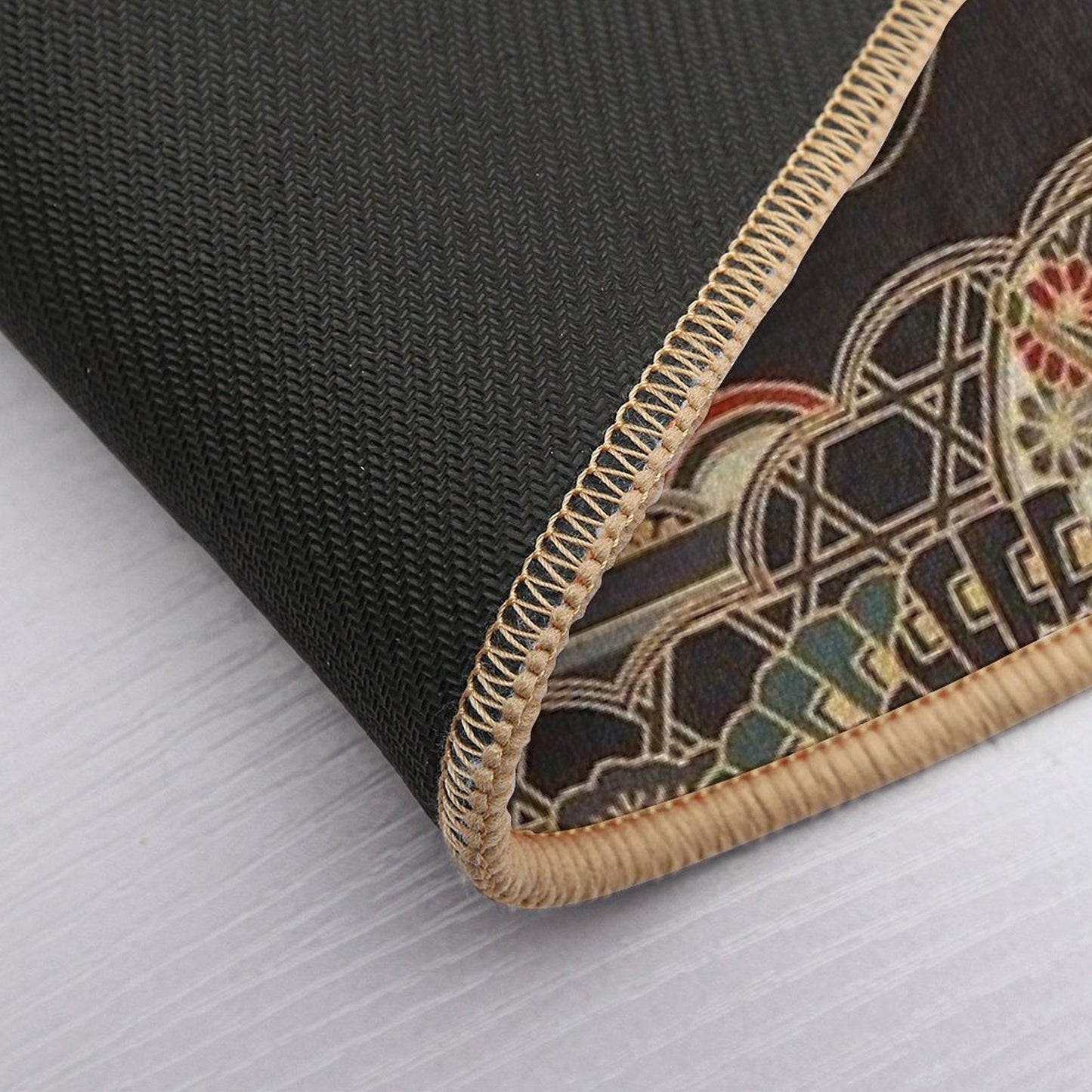 VintageJapanese Cranes Gold And Black Slip-Resistant Bath Mat