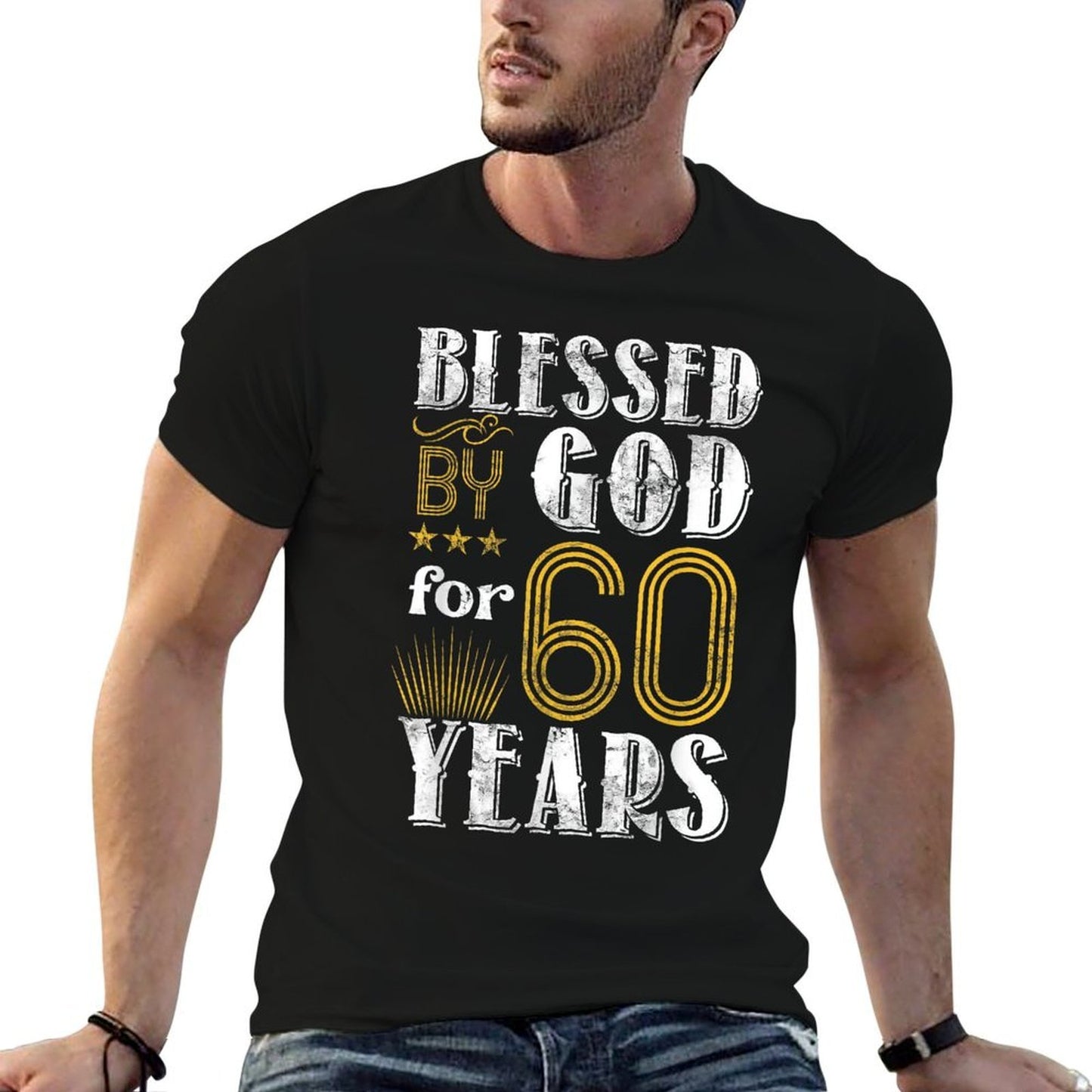 Vintage Blessed by God for 60 Year Old Birthday 60th Stretchy T-Shirt