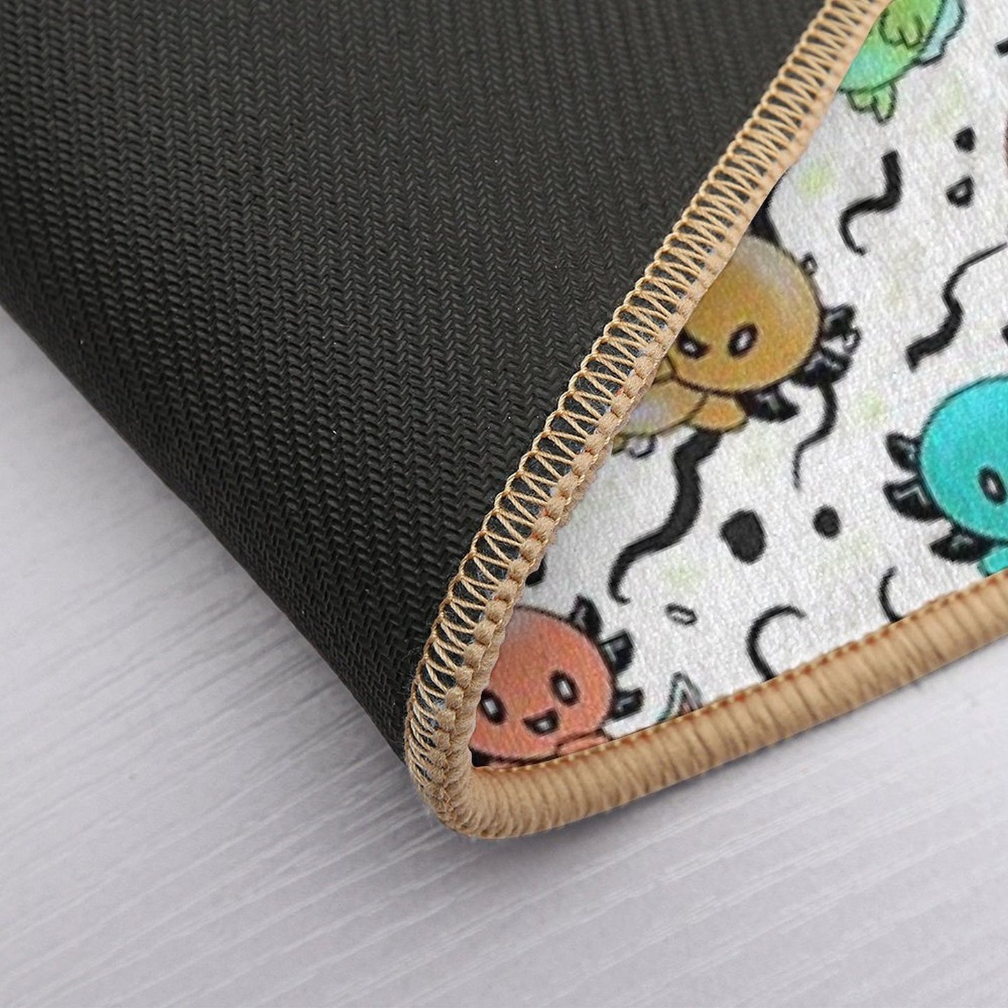 Axolotl Party in Rainbow Colors on Black And White Non-Slip Bath Mat