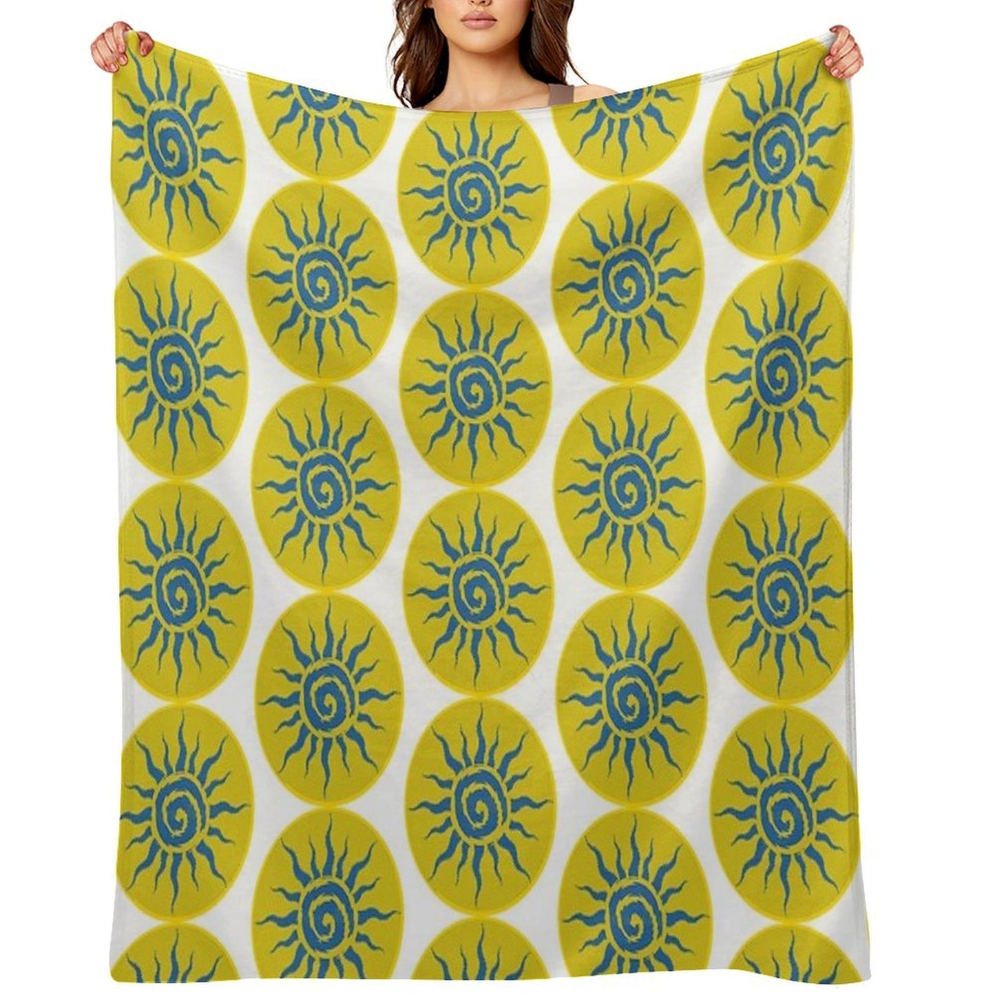 Blue Sun Spiral Boho Aesthetic Easy Care Throw Blanket