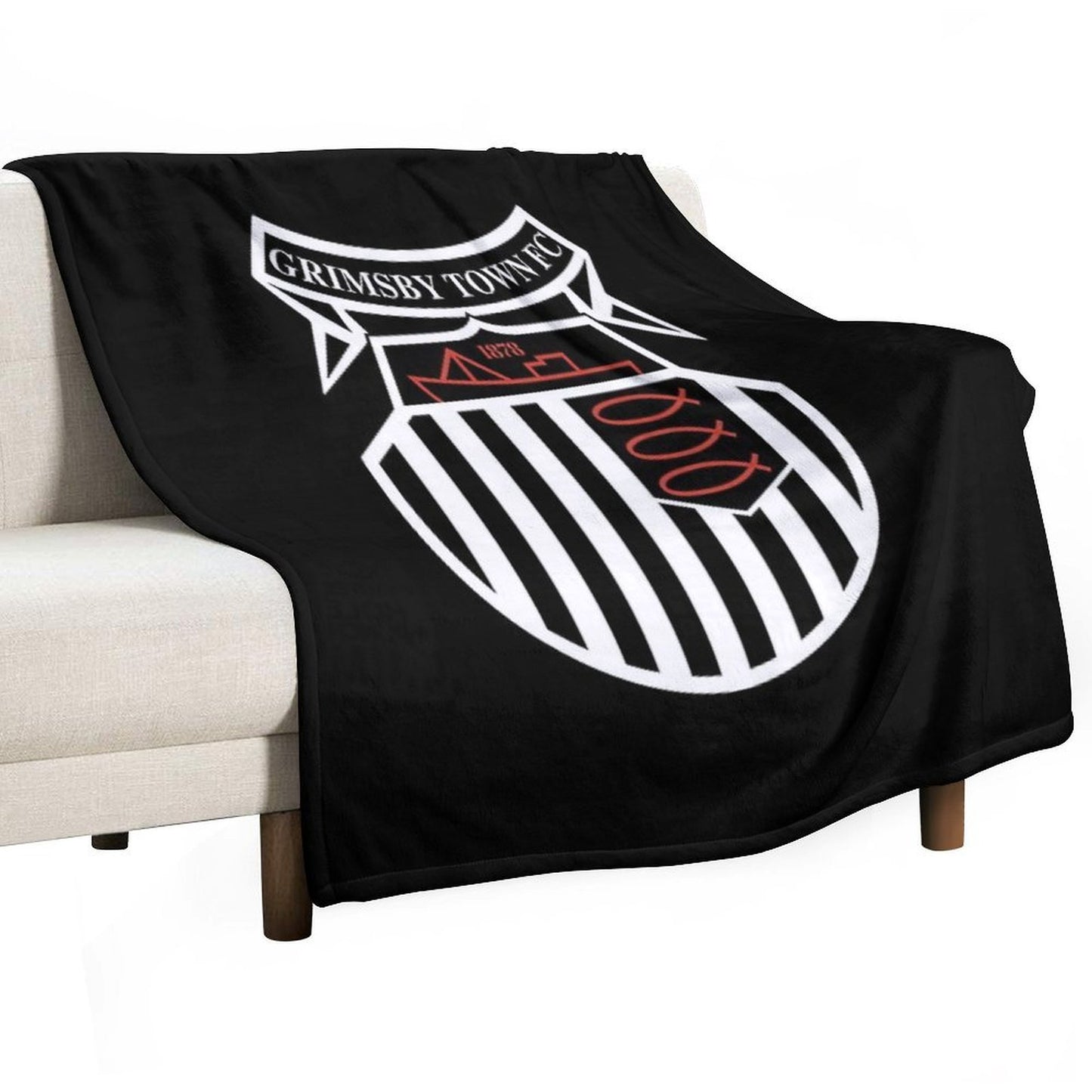 GTFC Est 1878, Premier, Black And White, Basic Logo, Grimsby Town Shrink-resistant Throw Blanket