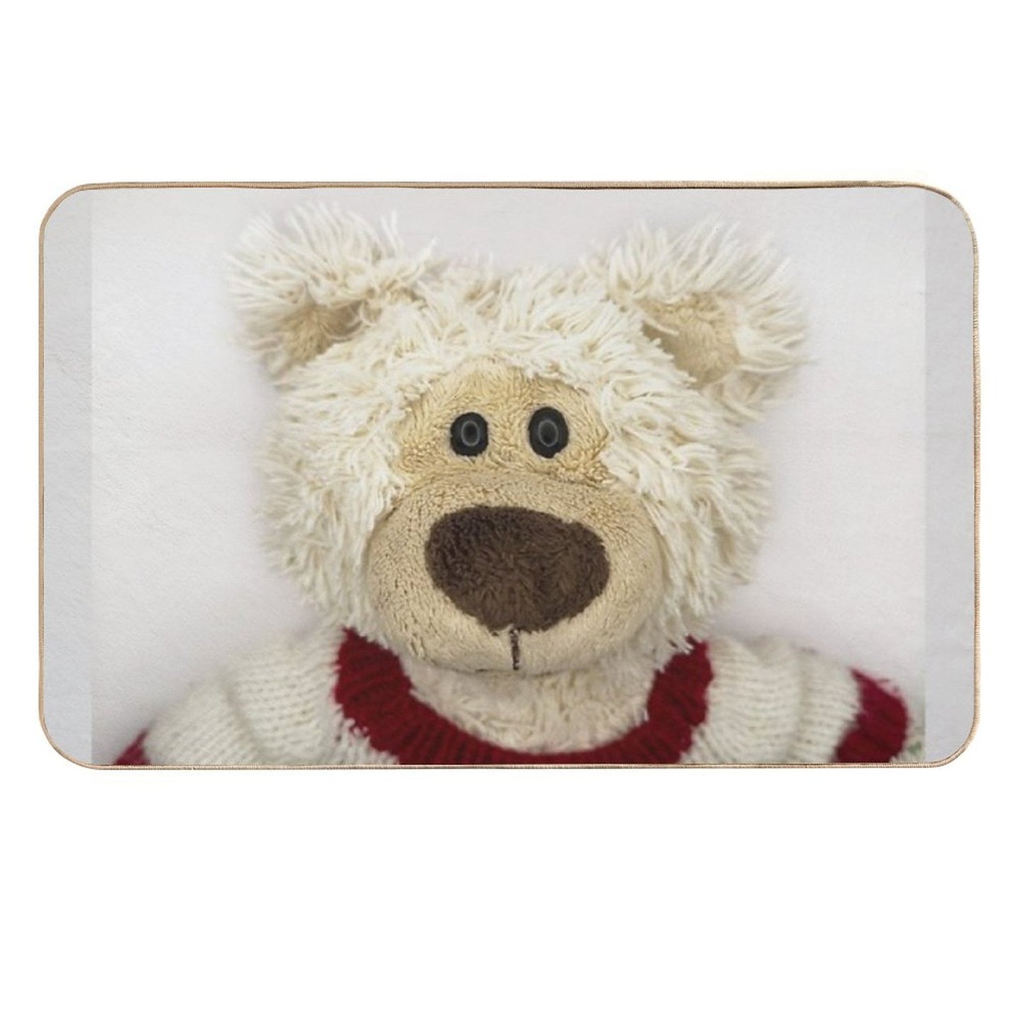 Cute Plush Bear in Cozy Sweater Anti-Trip Bath Mat