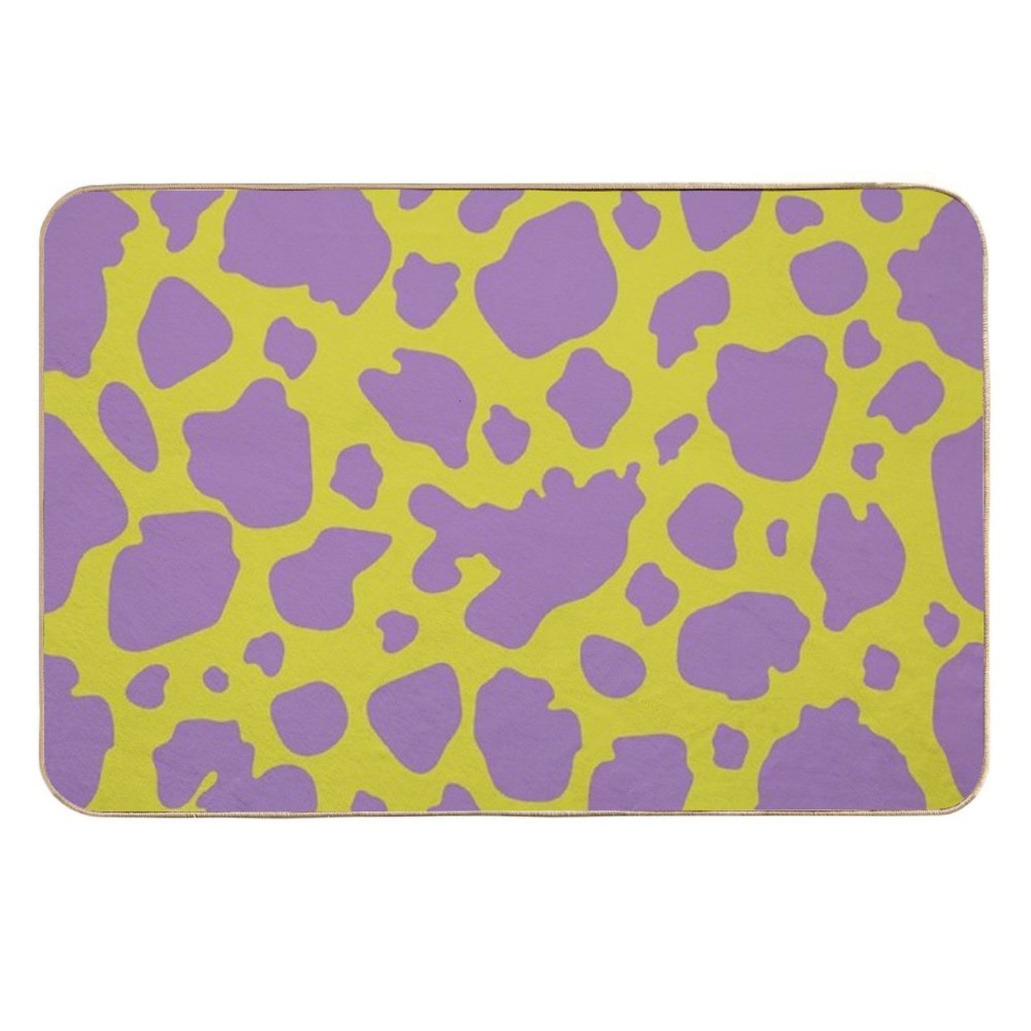 Cow Print - Neon Green & Violet Durable Bath Mat