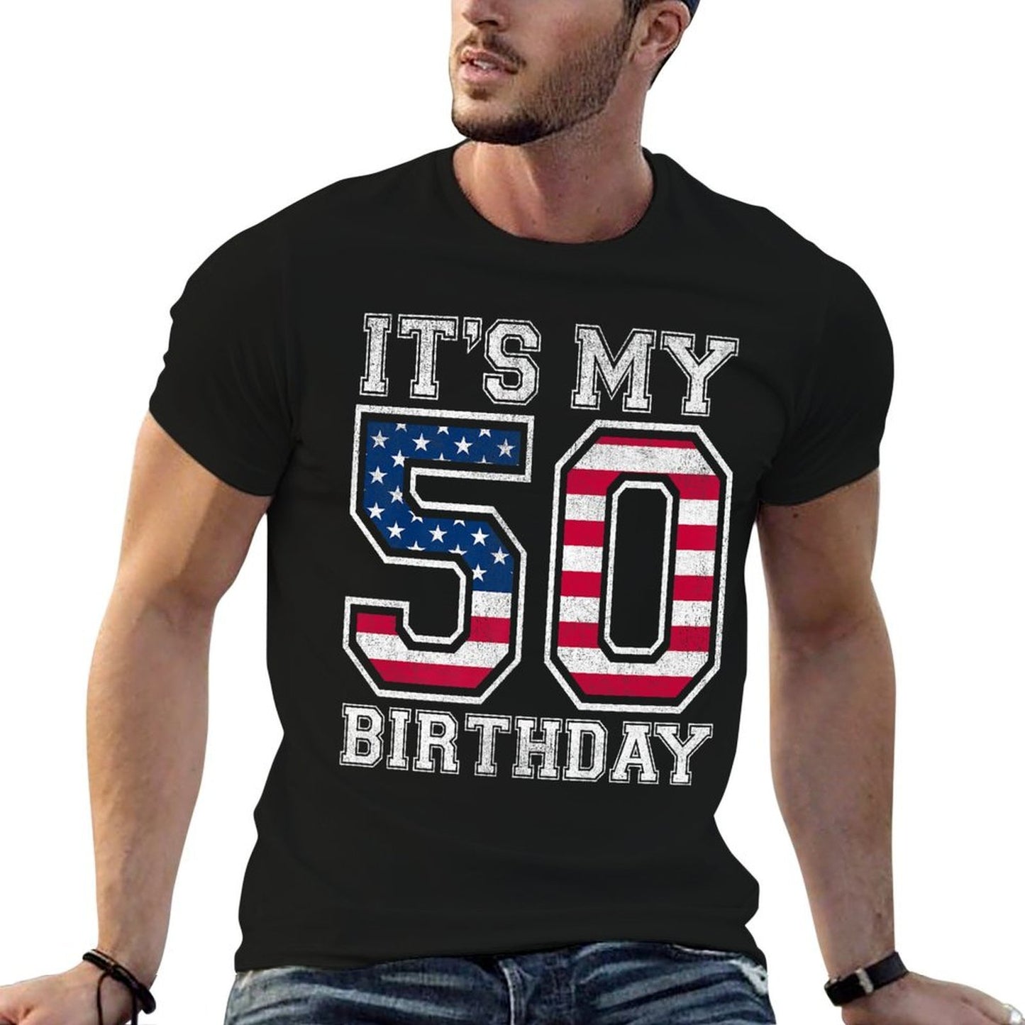 Vintage It's My 50th Birthday American Independence Day Premium Versatile T-Shirt
