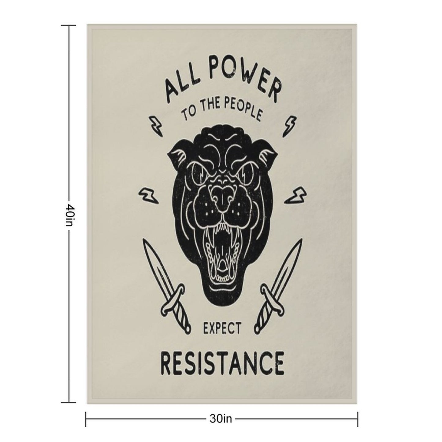 Black Panther - All Power to The People - Expect Resistance HBCU Black Owned BLM Black Lives Matter Original Art Pillowcase Easy Care Throw Blanket