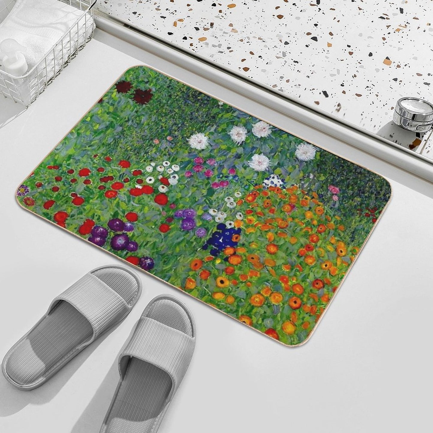 GUSTAV KLIMT Vintage 1918 Bauerngarten Flower Garden Print High-Traffic Bath Mat