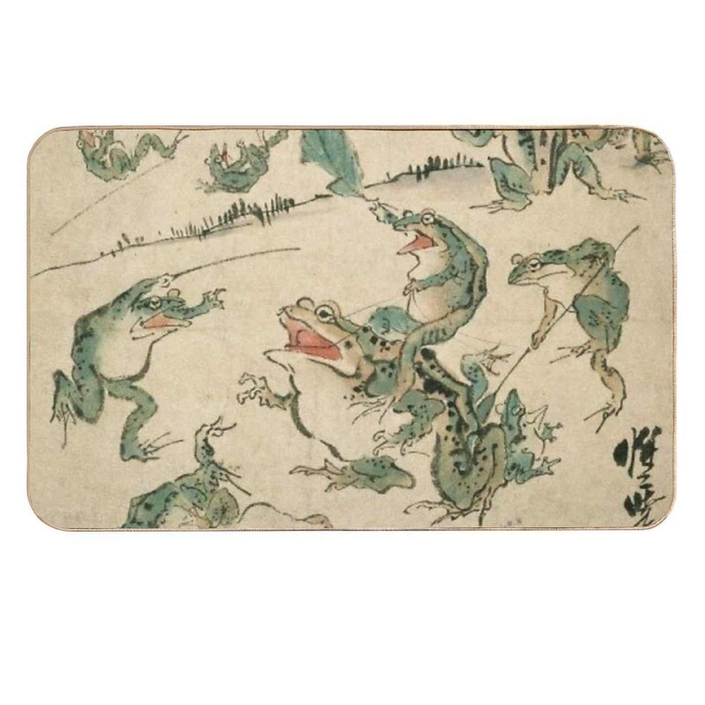 Frog Battle - Kawanabe Kyosai Toxin-Free Bath Mat