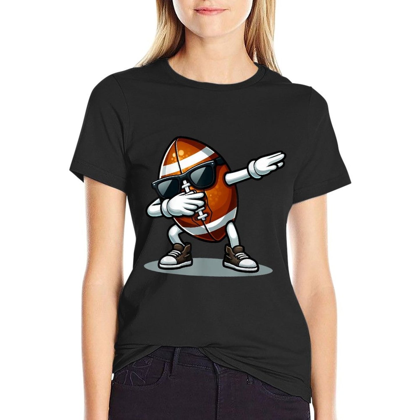 Dabbing Football Vintage Retro Apparel Unisex-Kids Black Small Football Polyester Blend T-Shirt