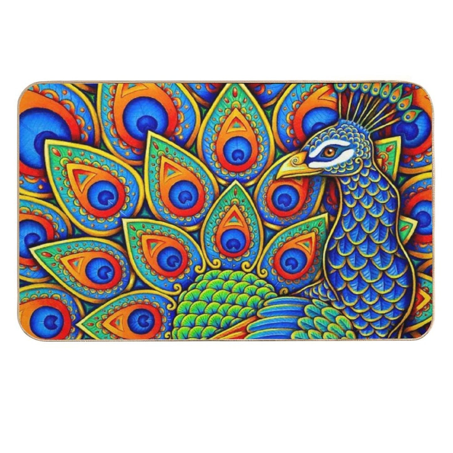 Colorful Paisley Peacock Rainbow Bird Rapid-Drying Bath Mat