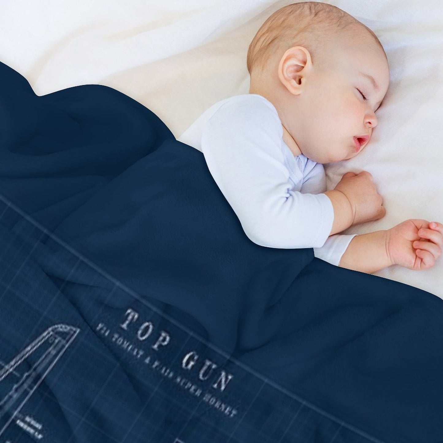 TOP GUN F14 Tomcat Vs FA18 Super Hornet (Navy Blueprint) Sustainable Throw Blanket