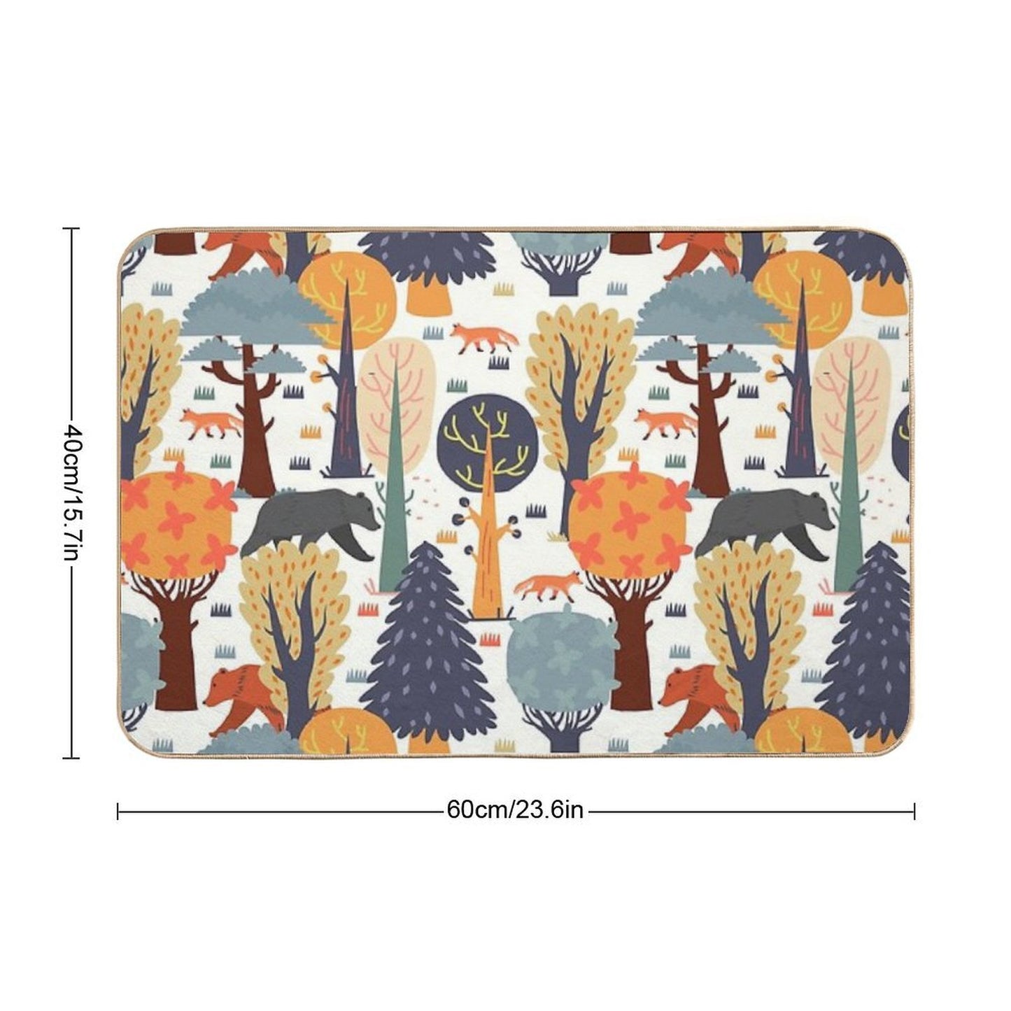 Woodland Animal Pattern for Kids Non-Slip Bath Mat