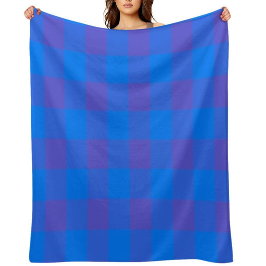 Deep Blue And Violet Checkered Pattern Durable Throw Blanket
