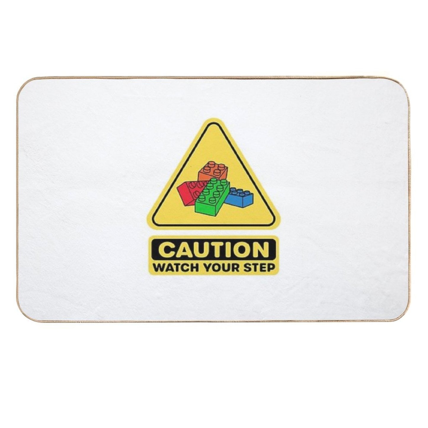 Caution Watch Your Step Toy Brick Building Block AFOL High-Traffic Bath Mat