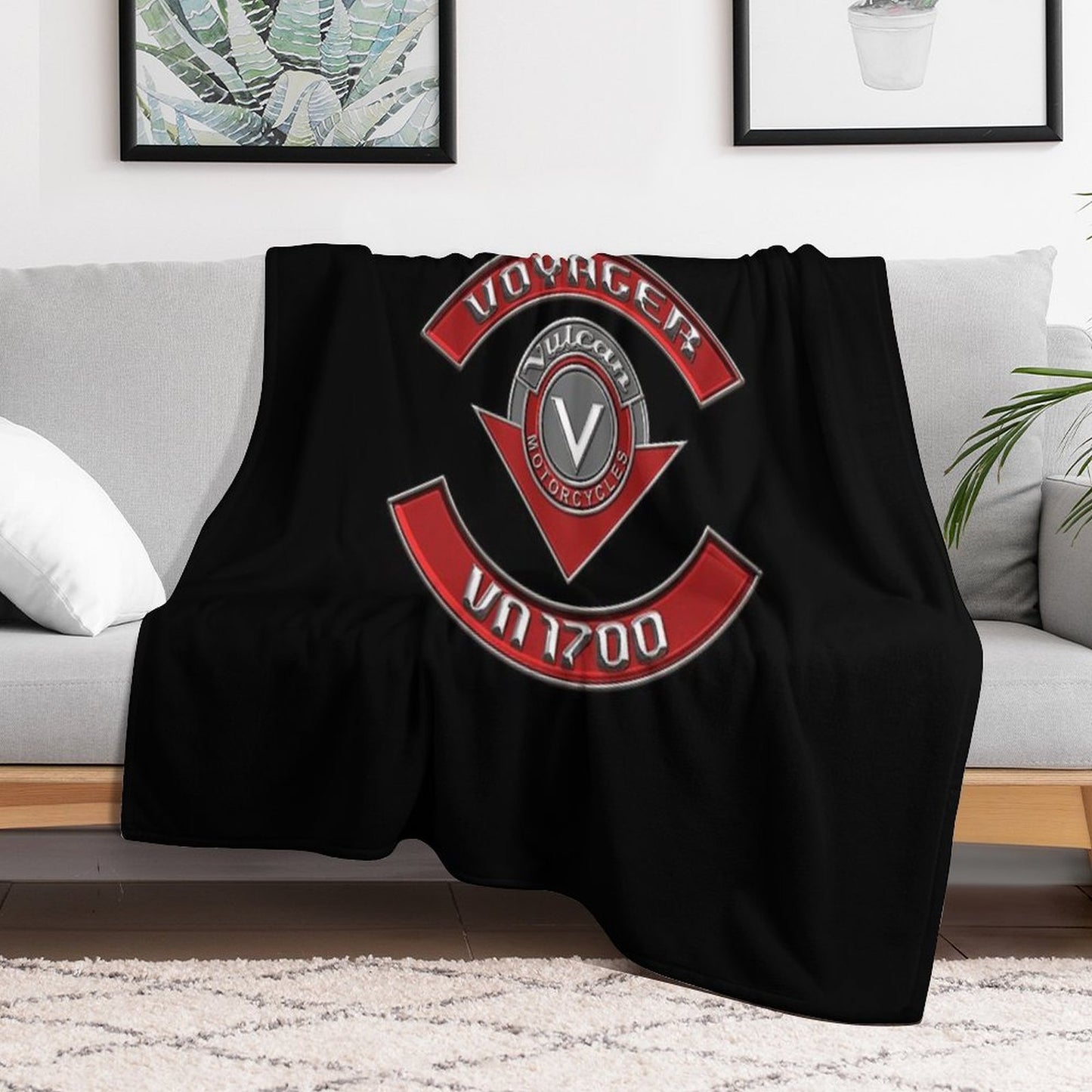 Chrome Patch Vulcan Voyager VN 1700 Anti-pilling Throw Blanket