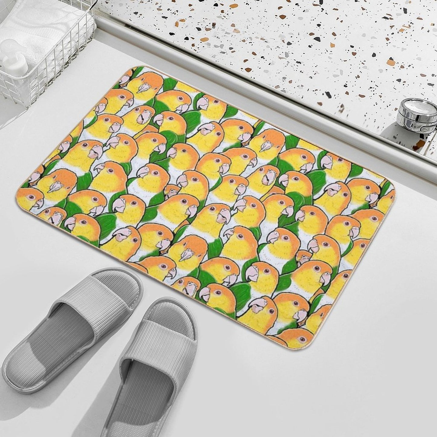 White-bellied Caique Parrots Odorless Bath Mat