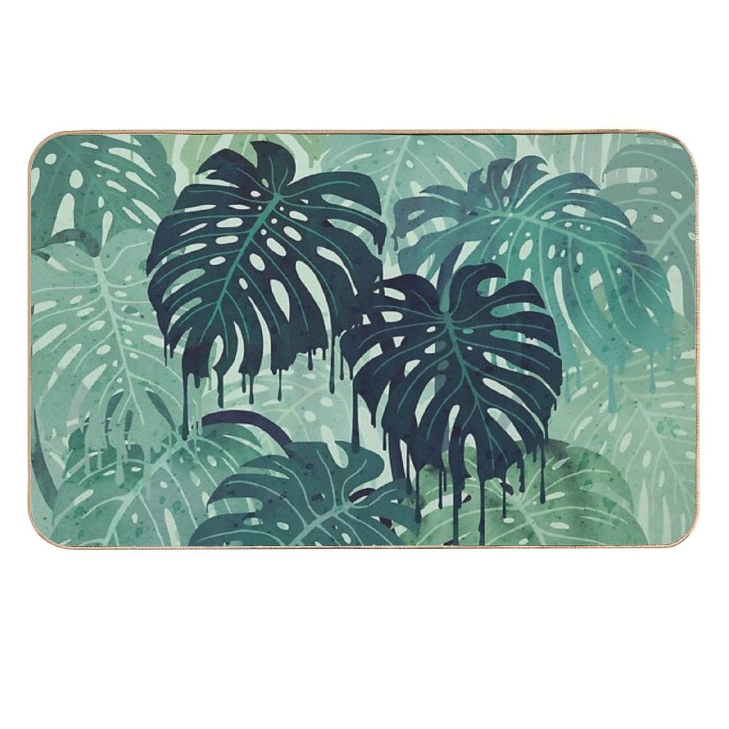 Monstera Melt (in Green) Stain-Proof Bath Mat