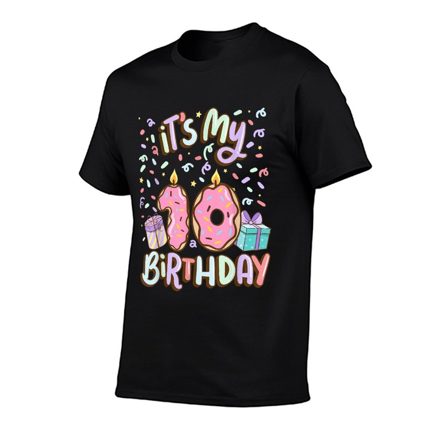 It's My 10th Birthday Cake Donut 10 Year Old Confetti High-quality Stitching T-Shirt