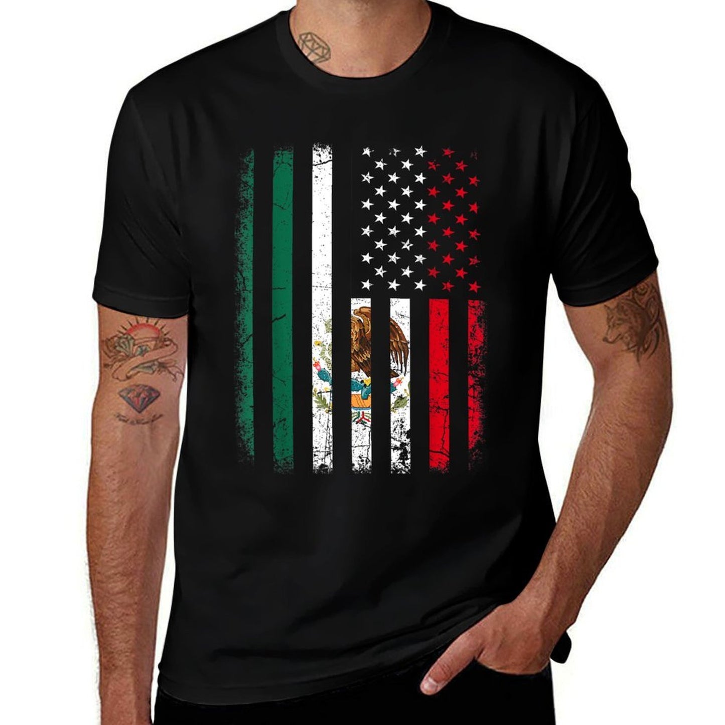 Mexican American Mexican Roots Mexico America Rolled Sleeves T-Shirt