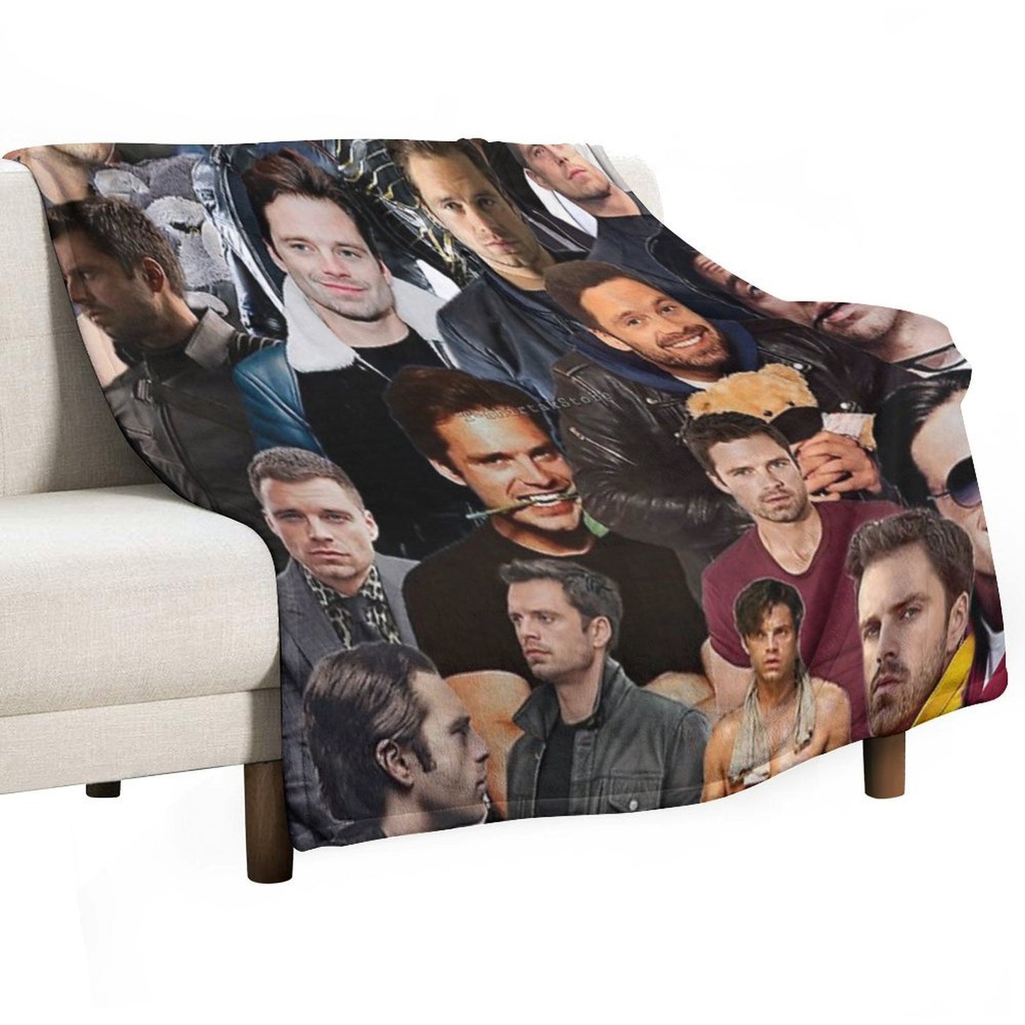 Sebastian Stan Photo Collage Quick-dry Throw Blanket